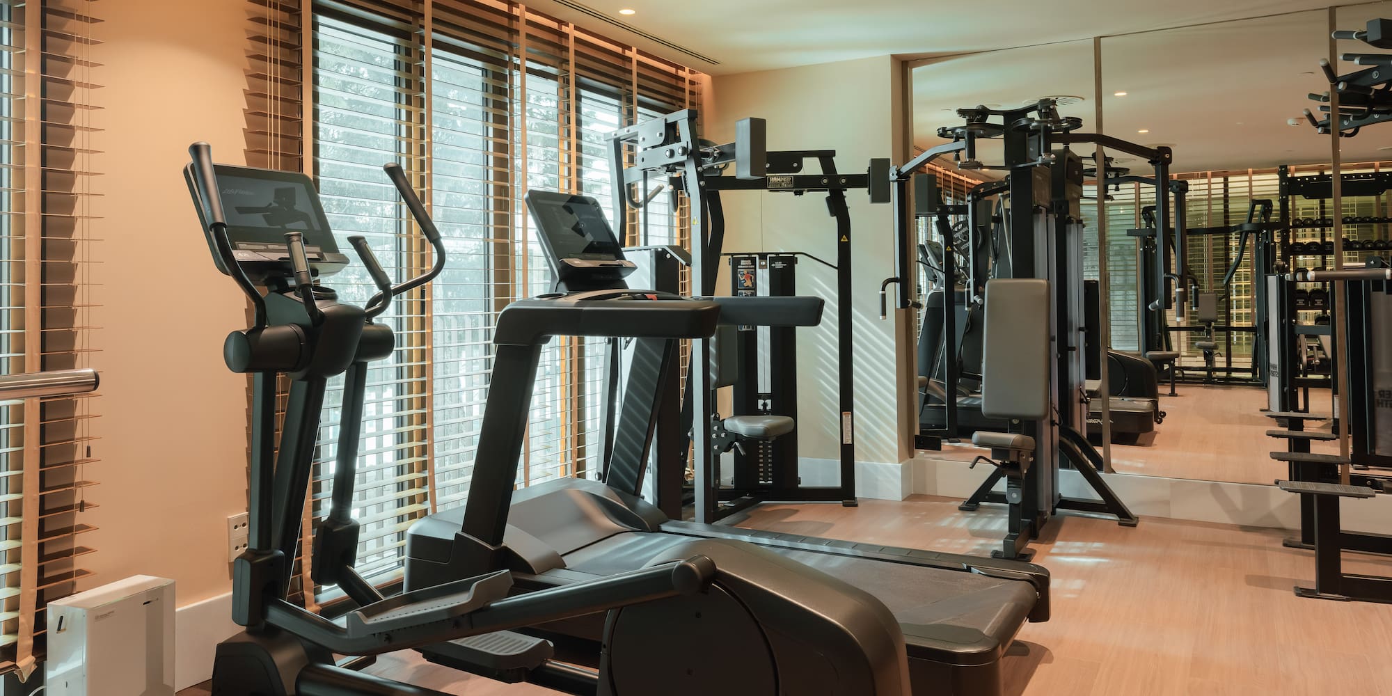 a room with exercise equipment