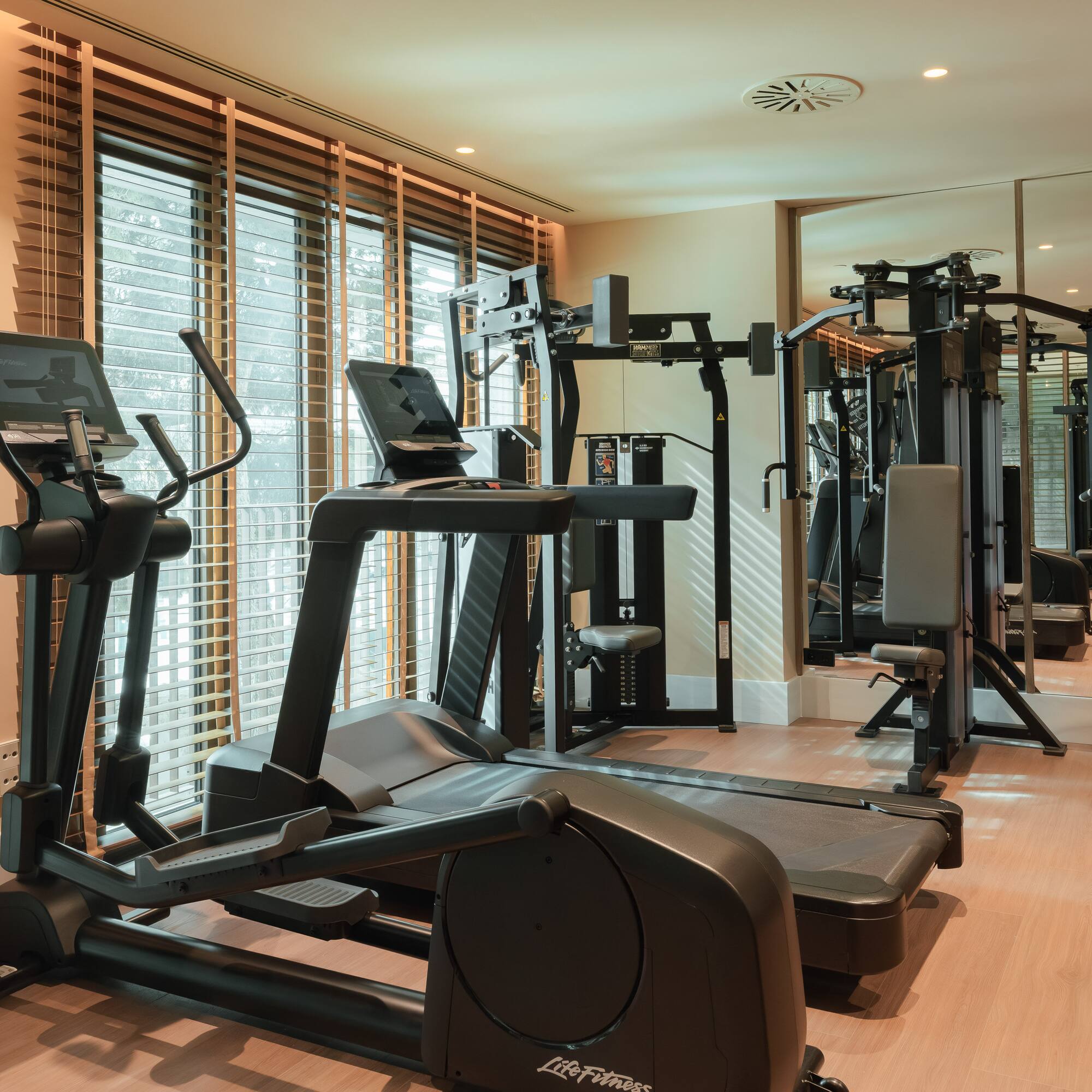a room with exercise equipment