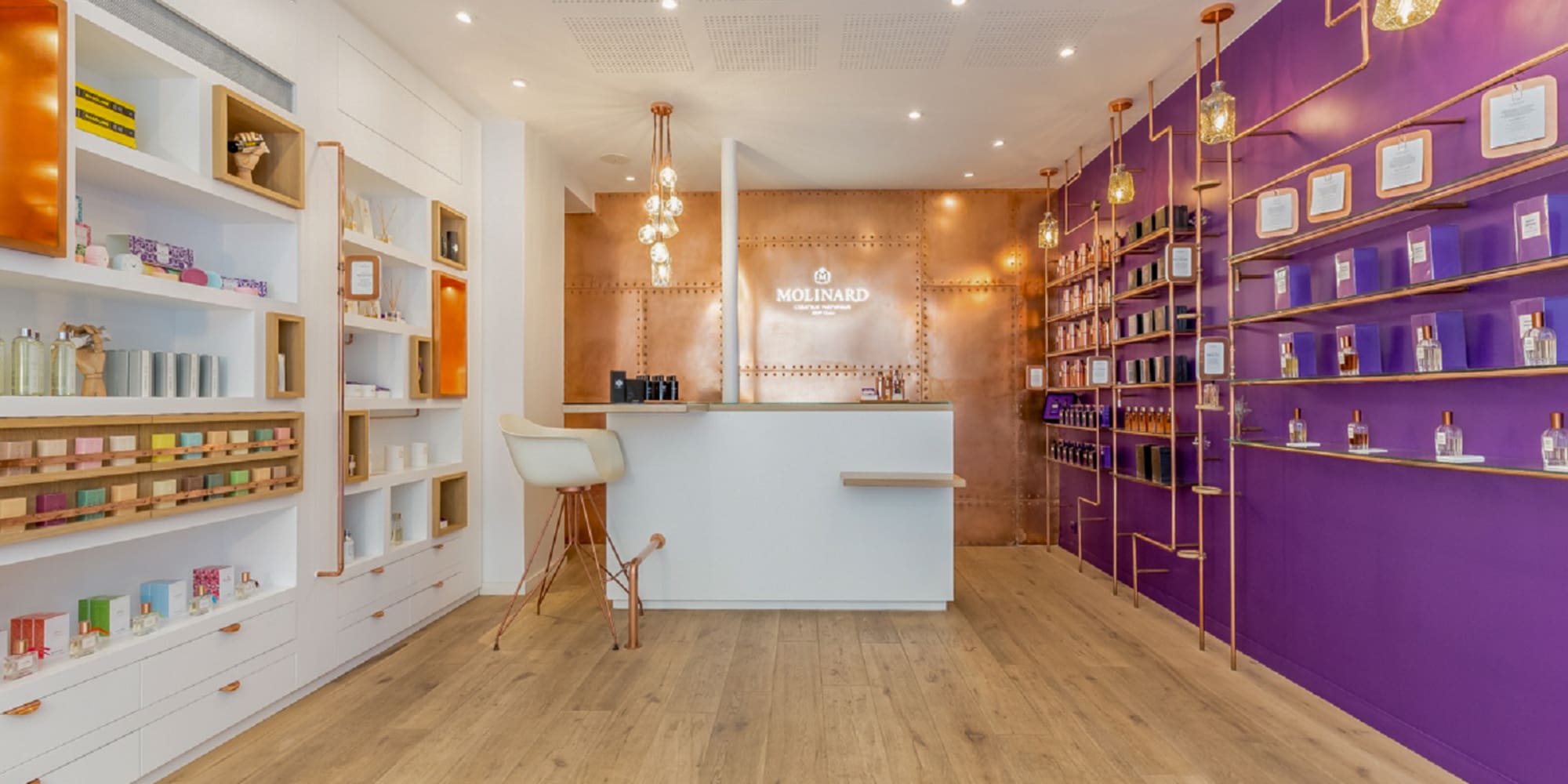 a room with a bar and shelves