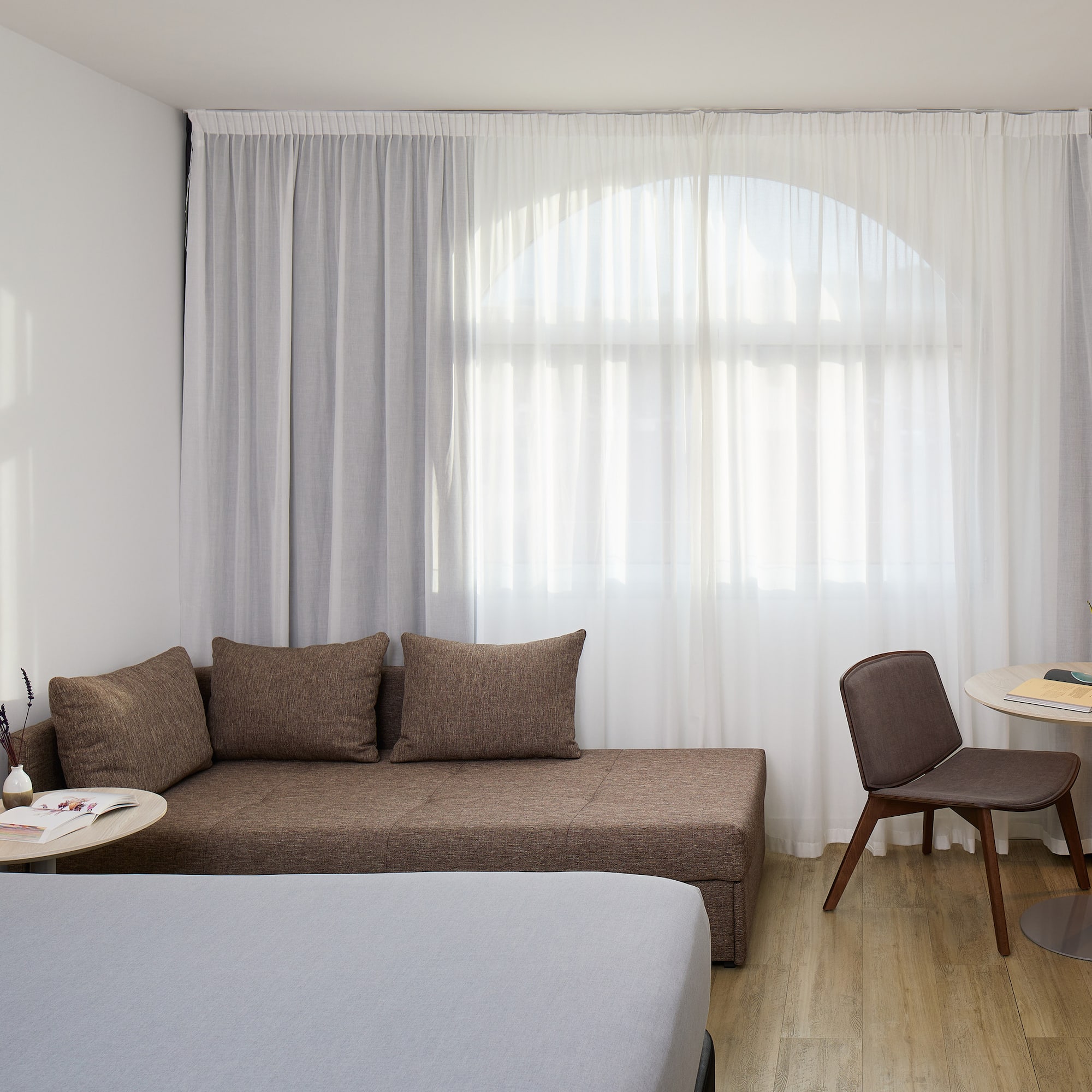 a room with a couch and a table