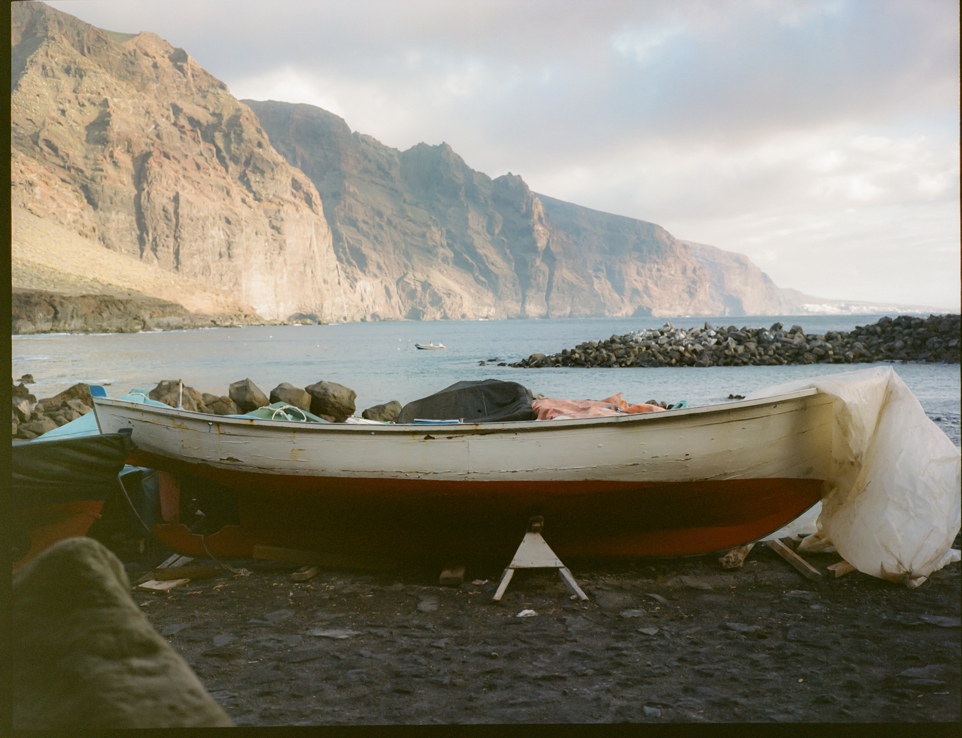 a boat on the shore