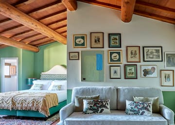 a room with a bed and a couch