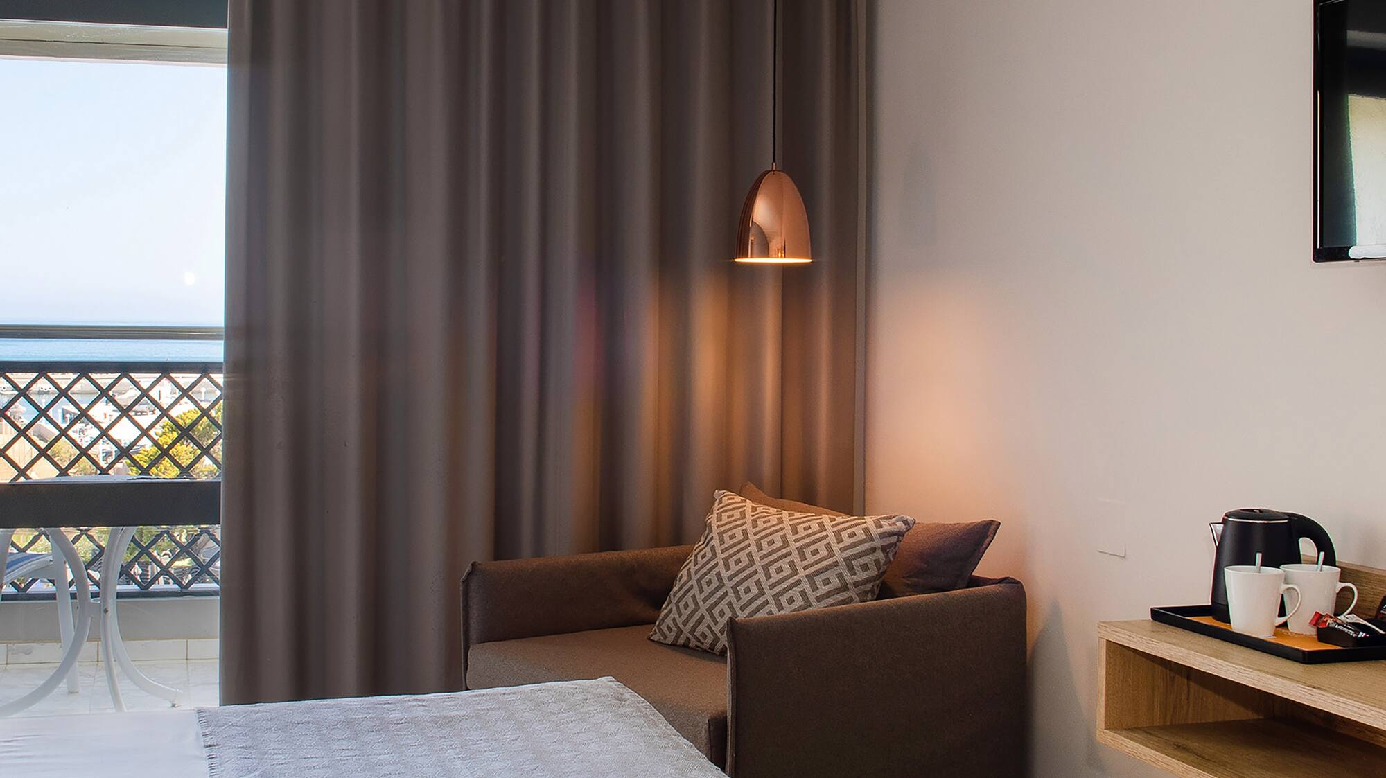 a room with a bed and a couch