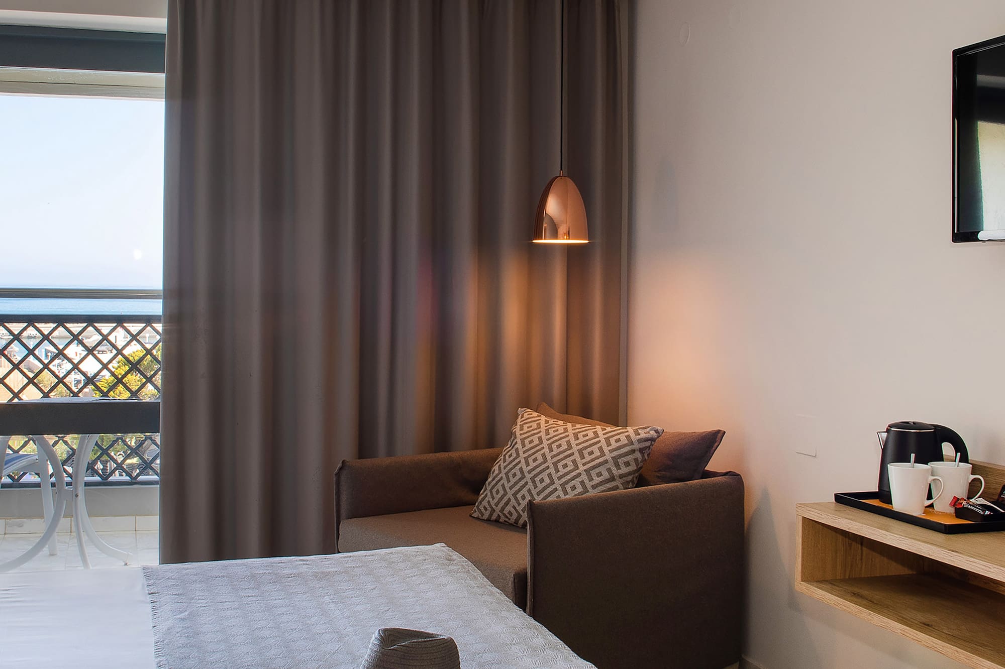 a room with a bed and a couch