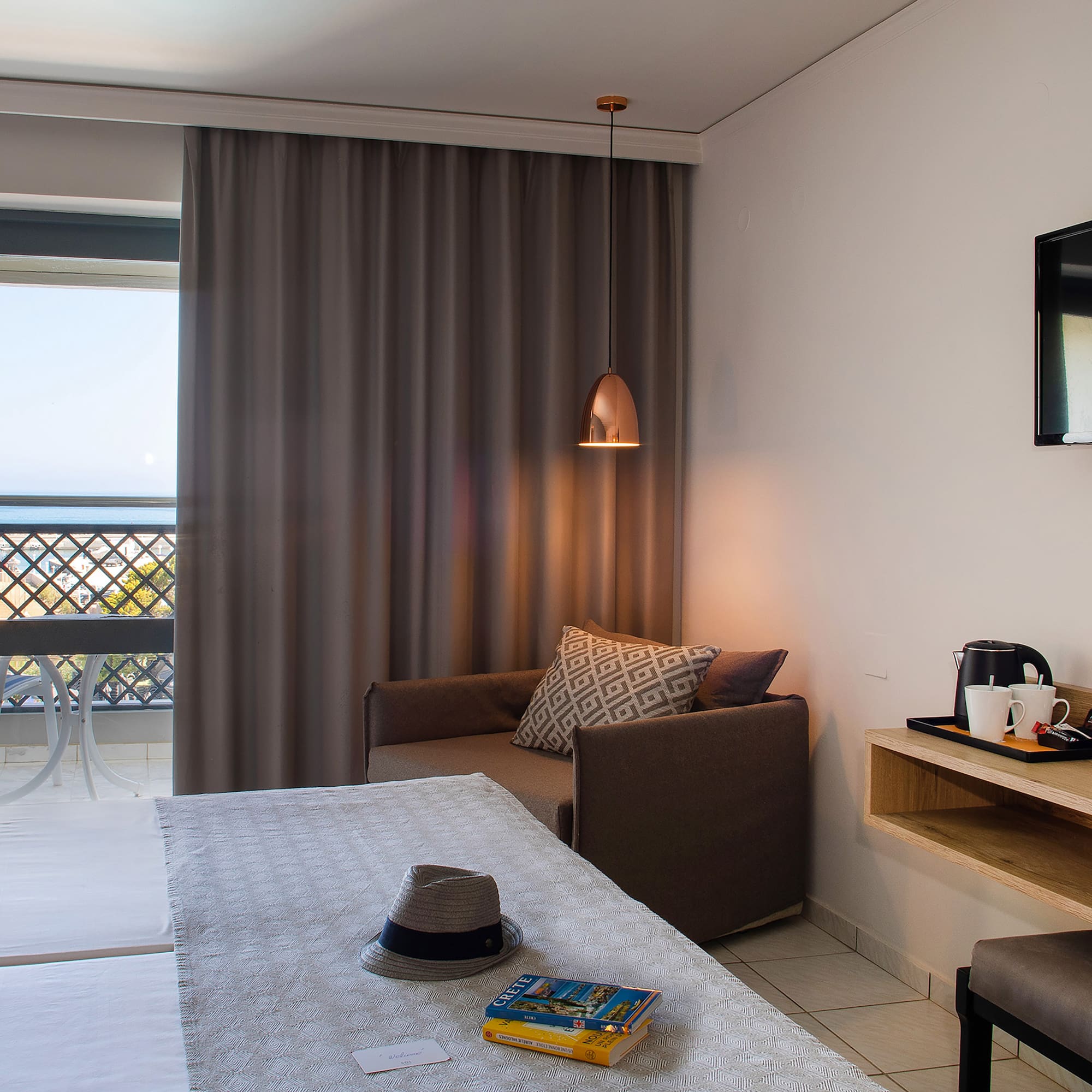 a room with a bed and a couch