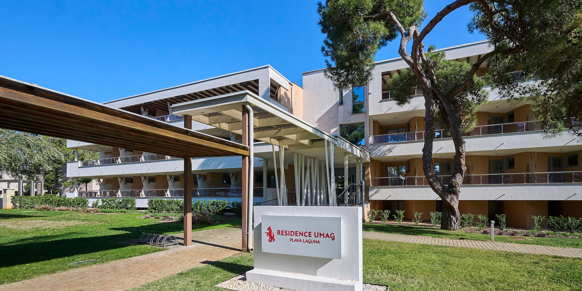 a building with a sign in front of it
