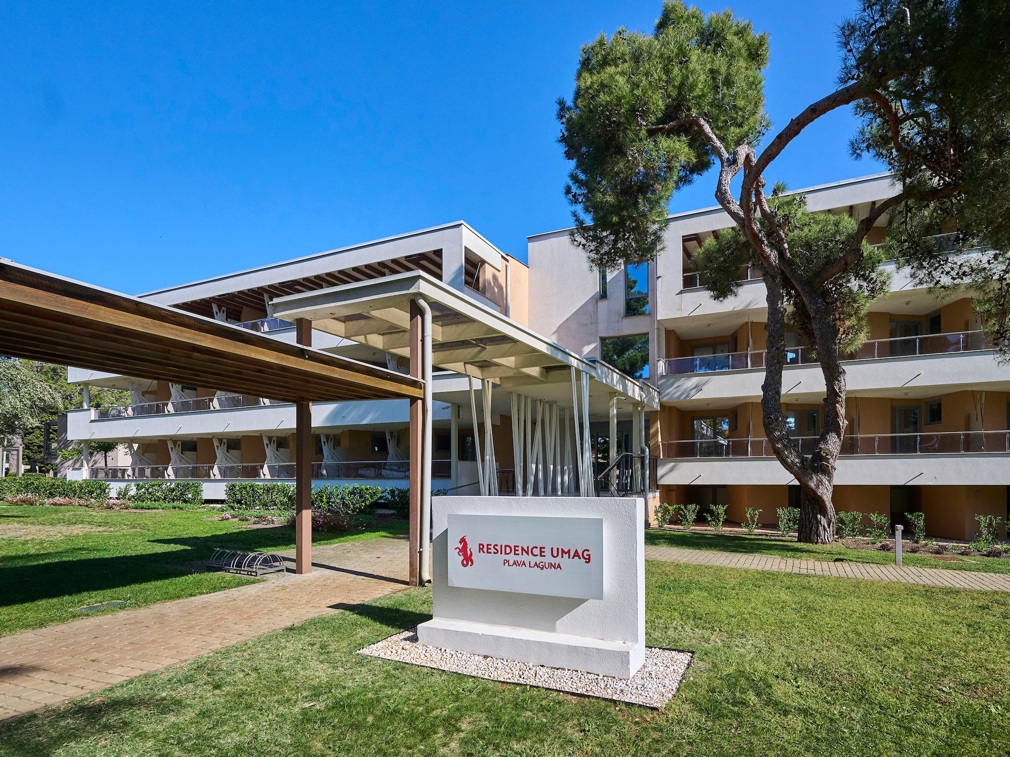 a building with a sign in front of it