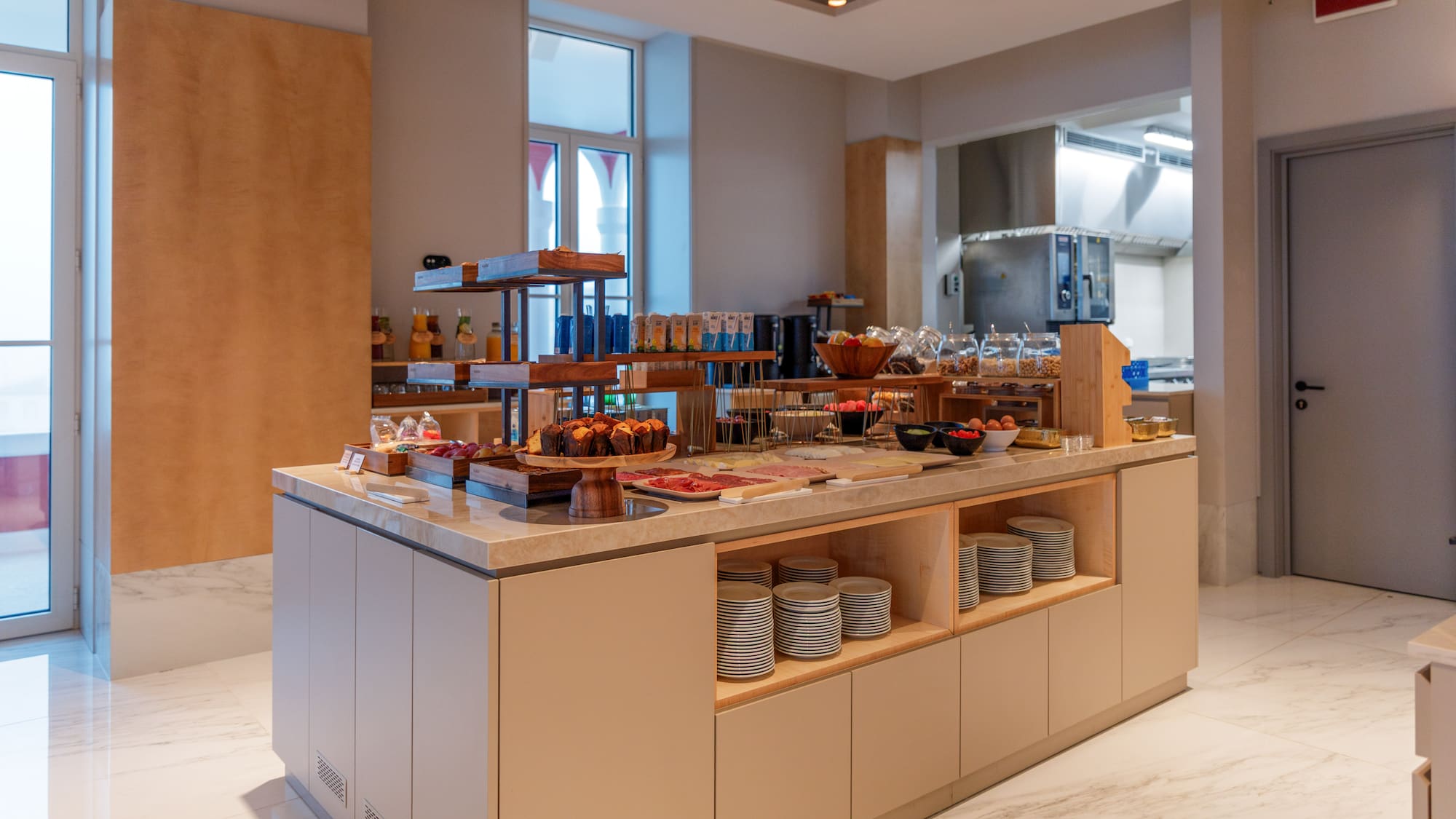 a food buffet in a restaurant