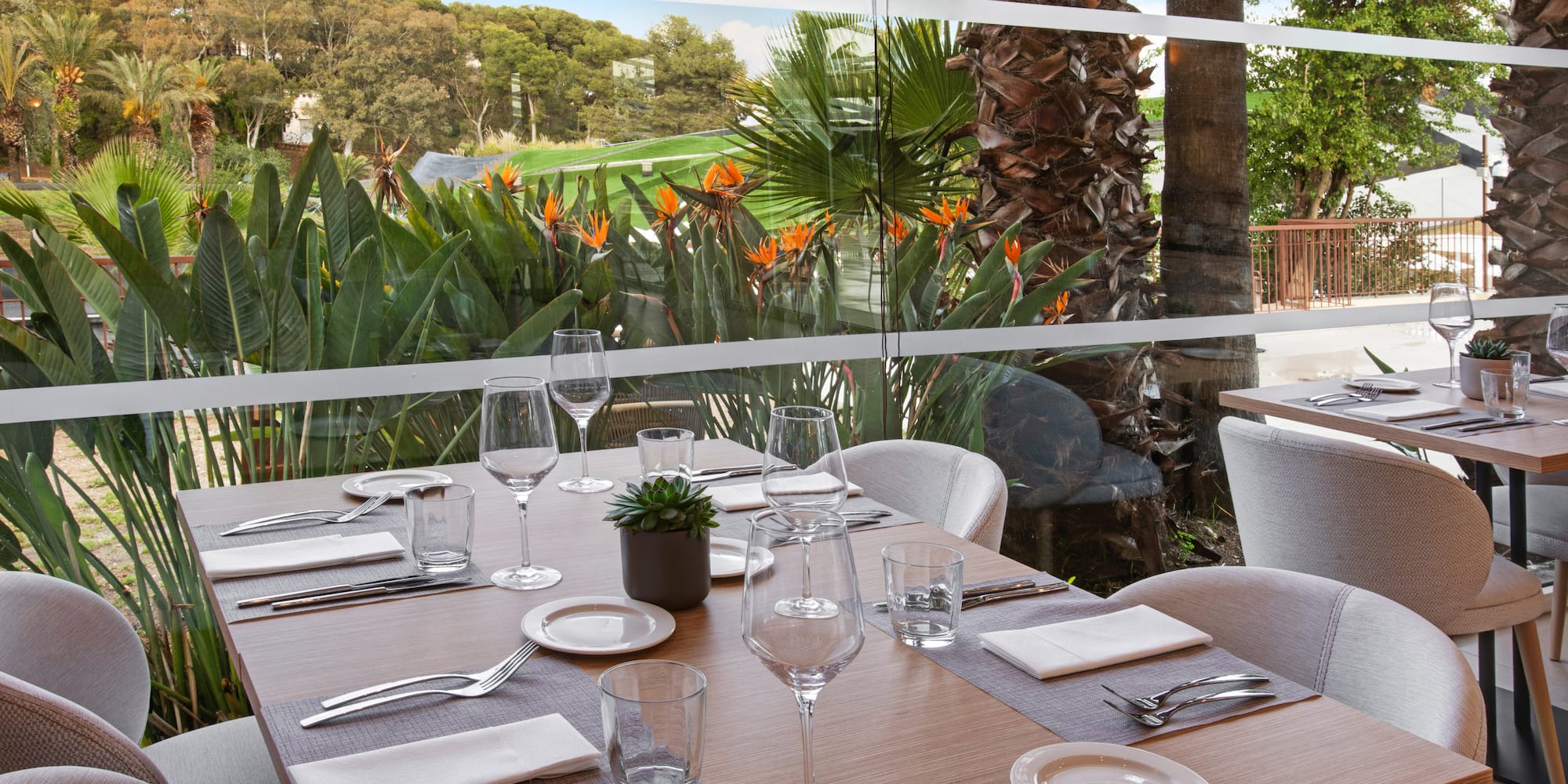 a table set for a meal outside.