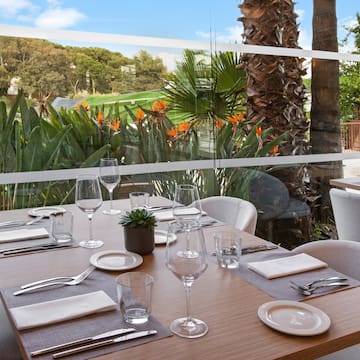 a table set for a meal outside.