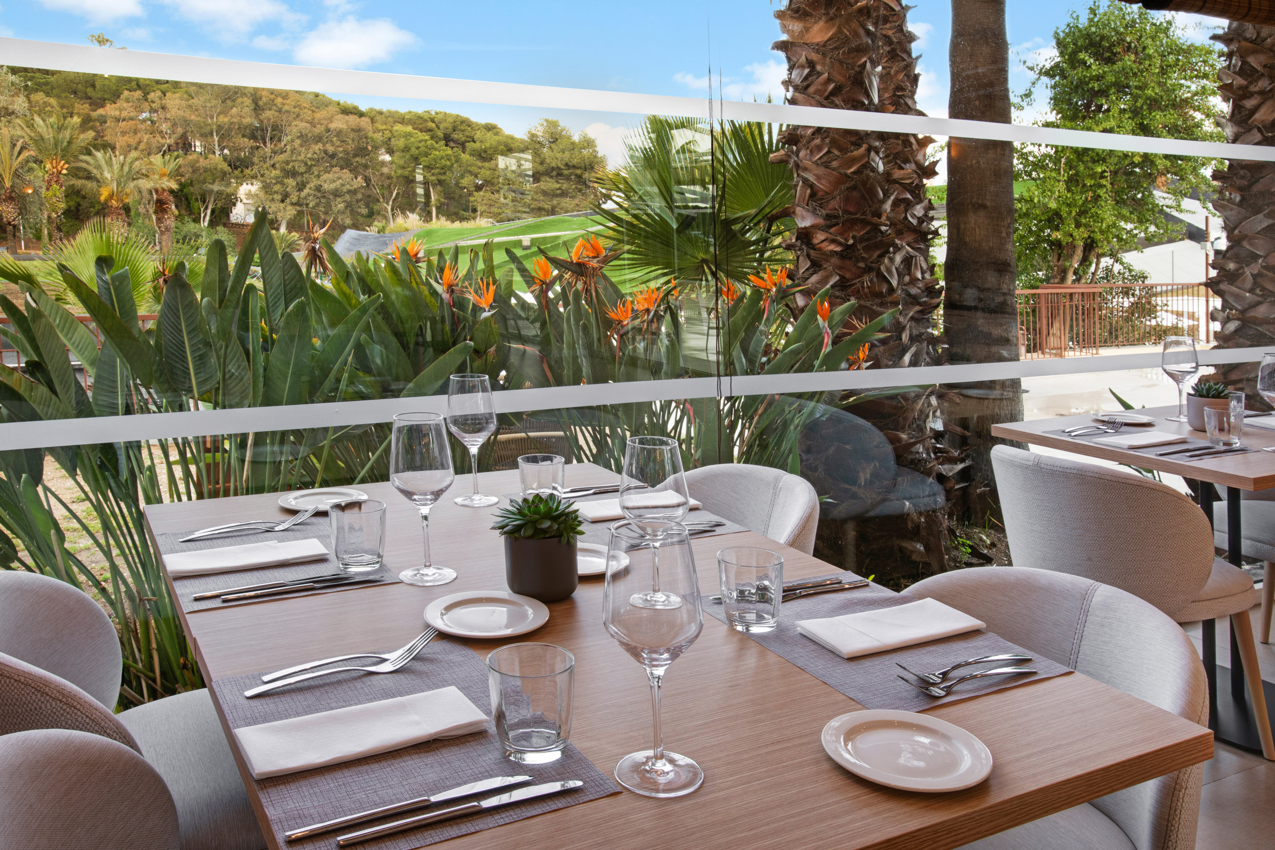 a table set for a meal outside.