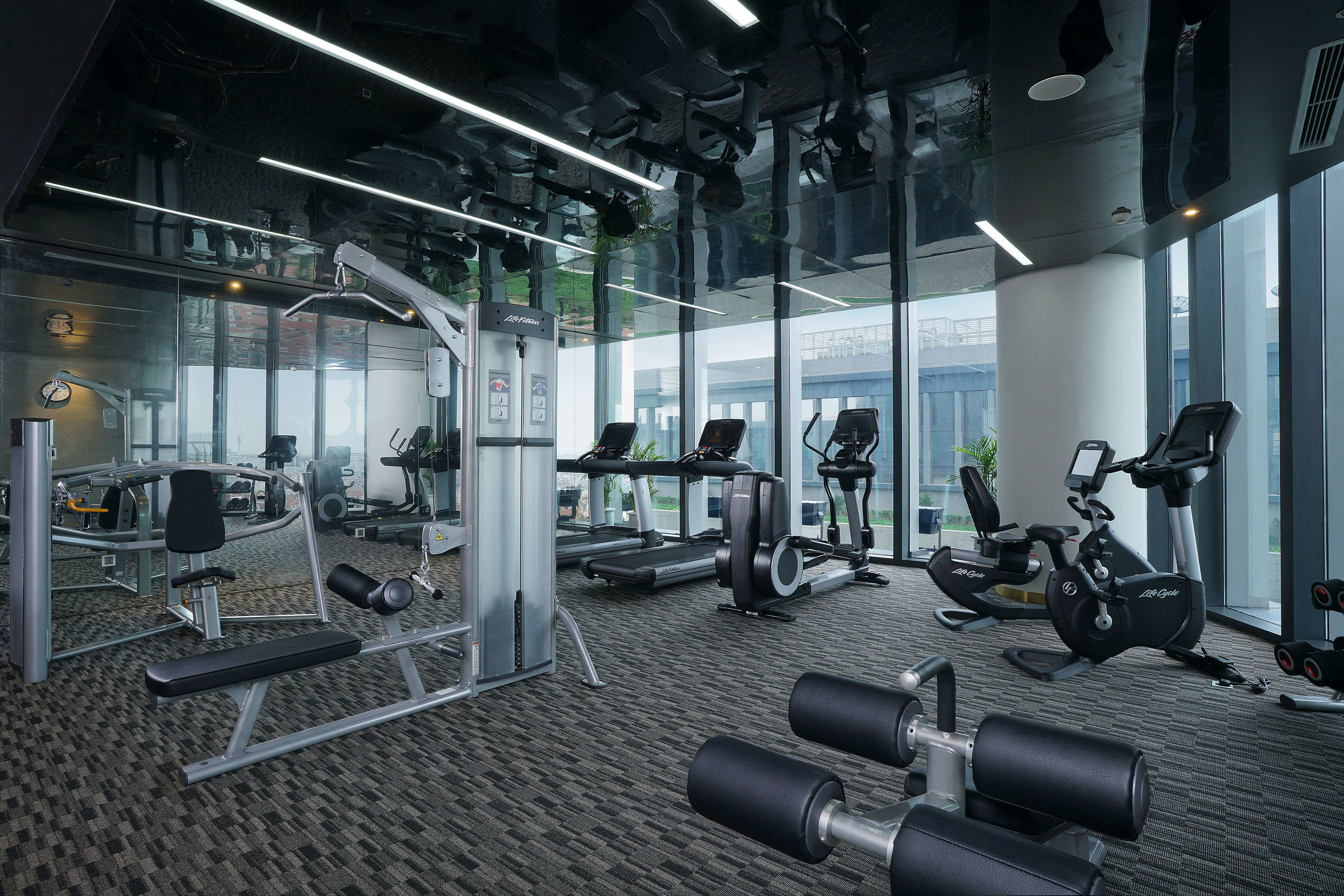 a room with exercise equipment