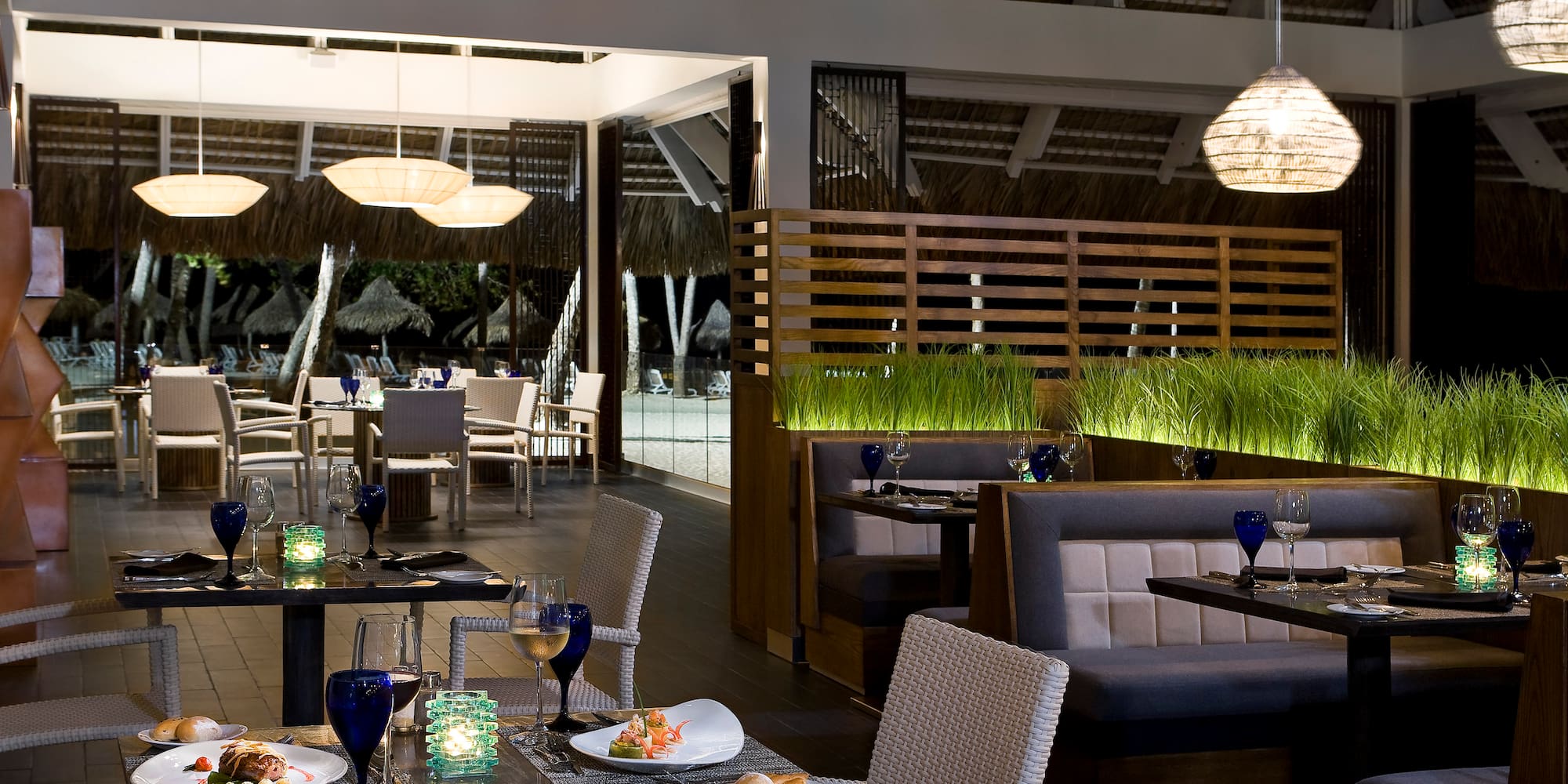 a restaurant with tables and chairs