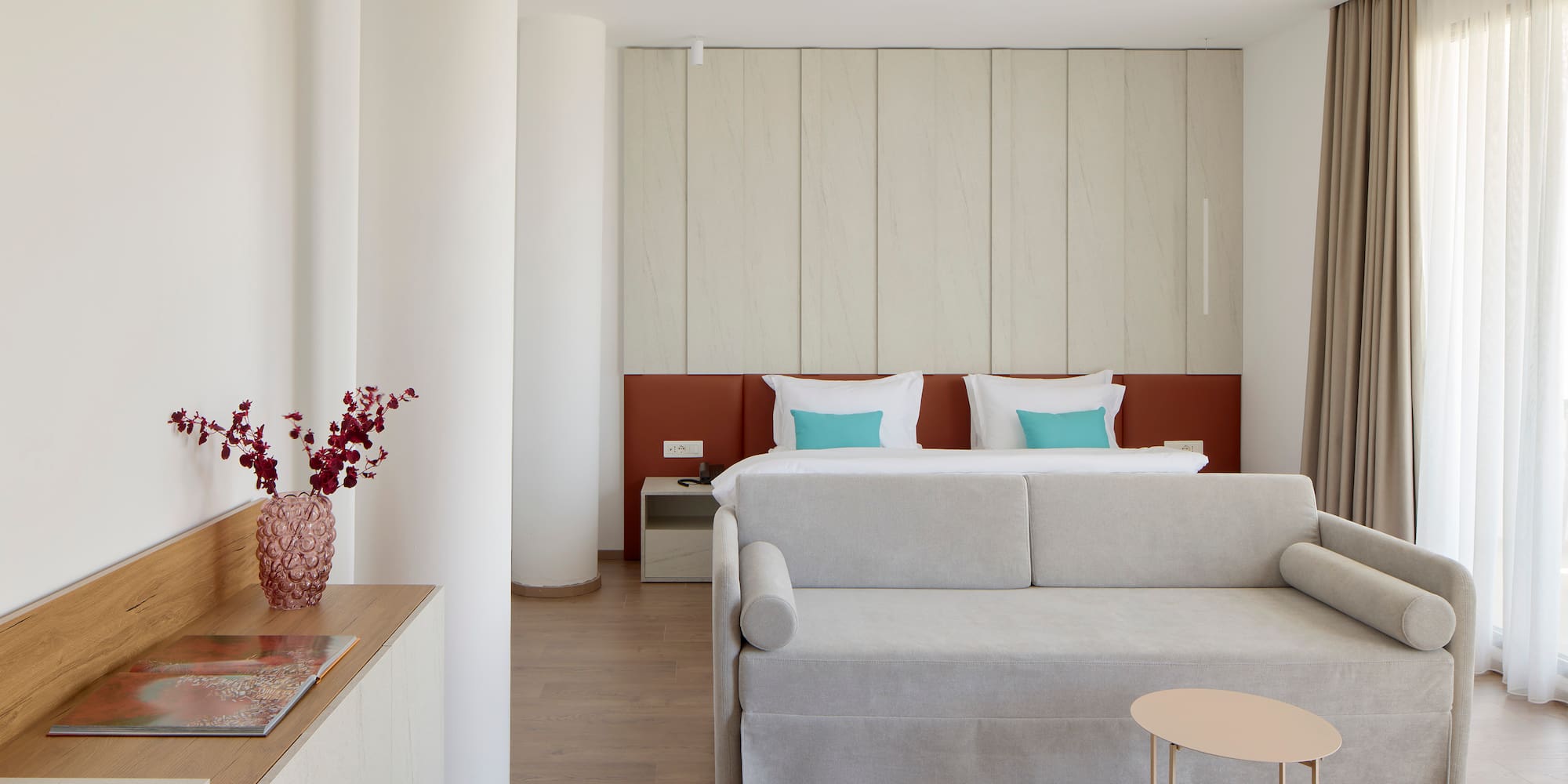 a room with a bed and a couch