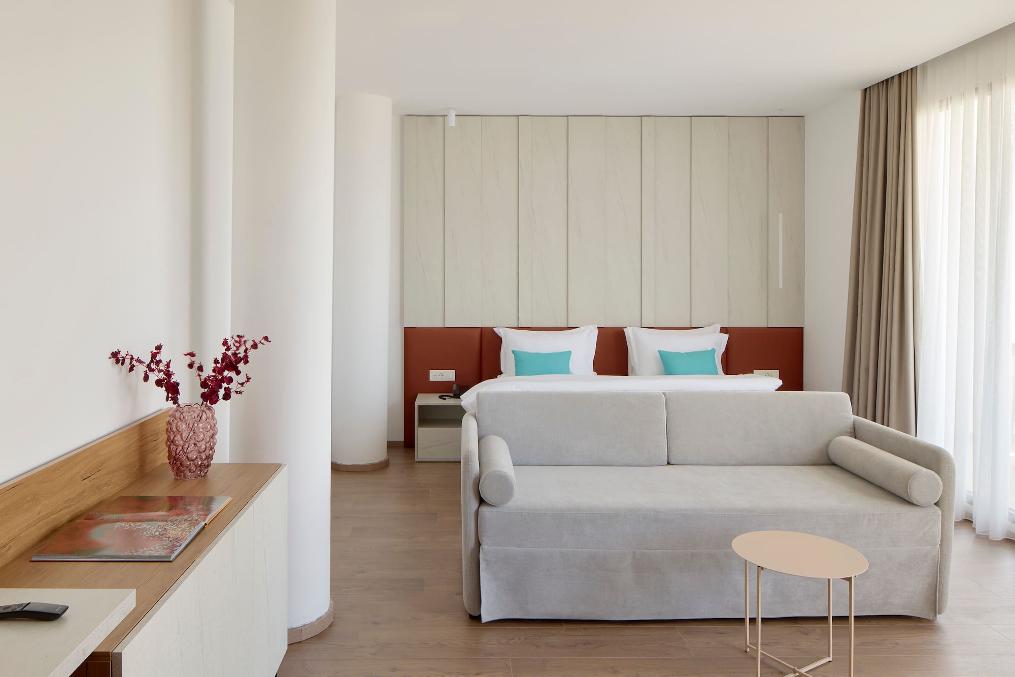 a room with a bed and a couch