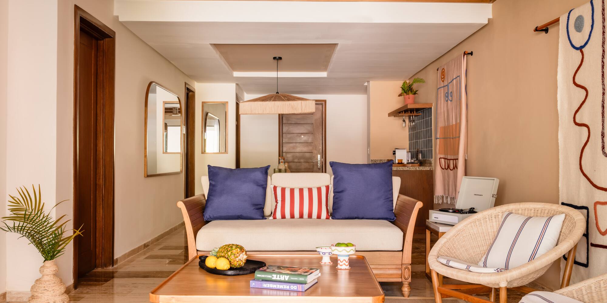 a living room with a couch and a coffee table