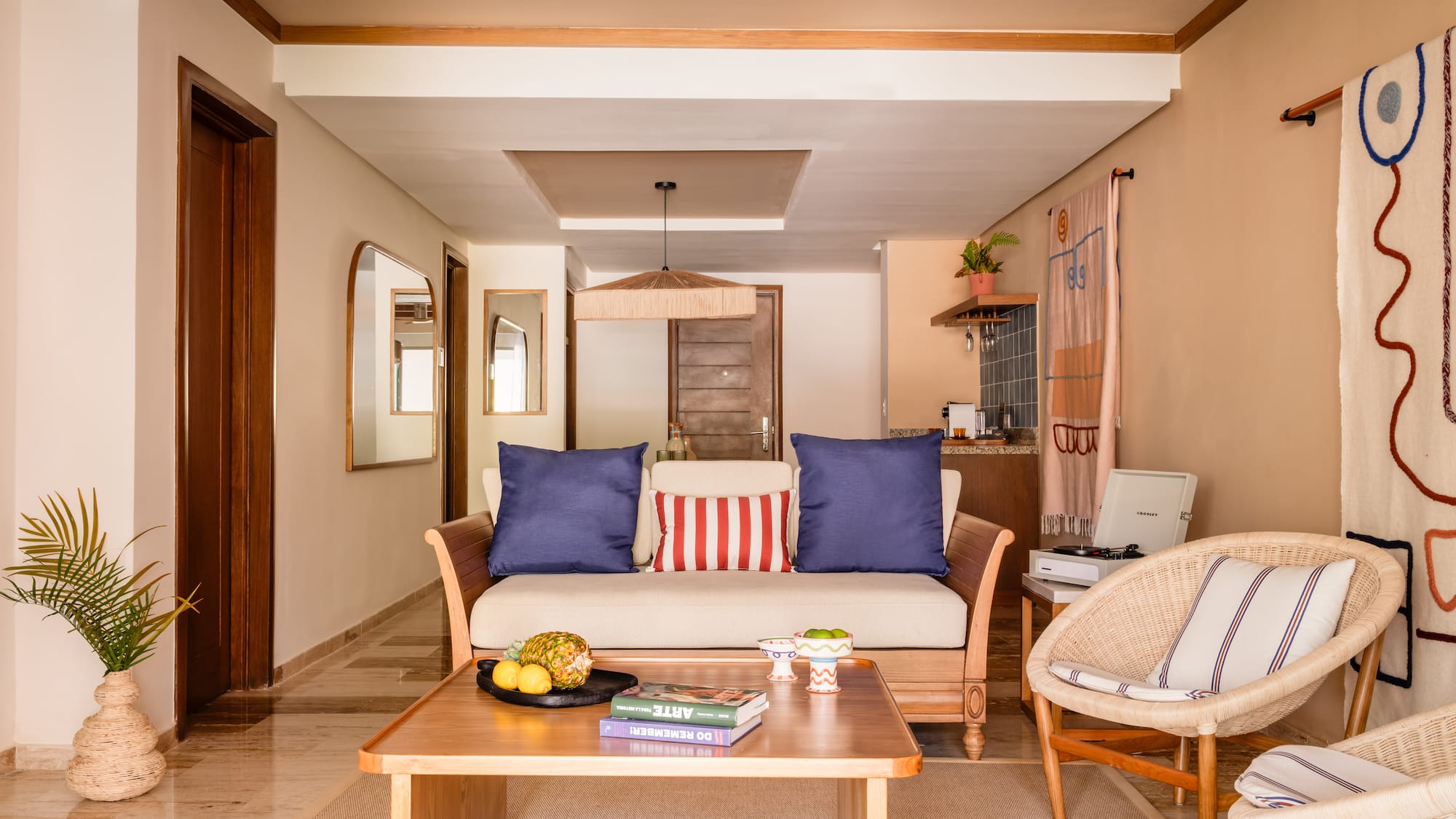 a living room with a couch and a coffee table