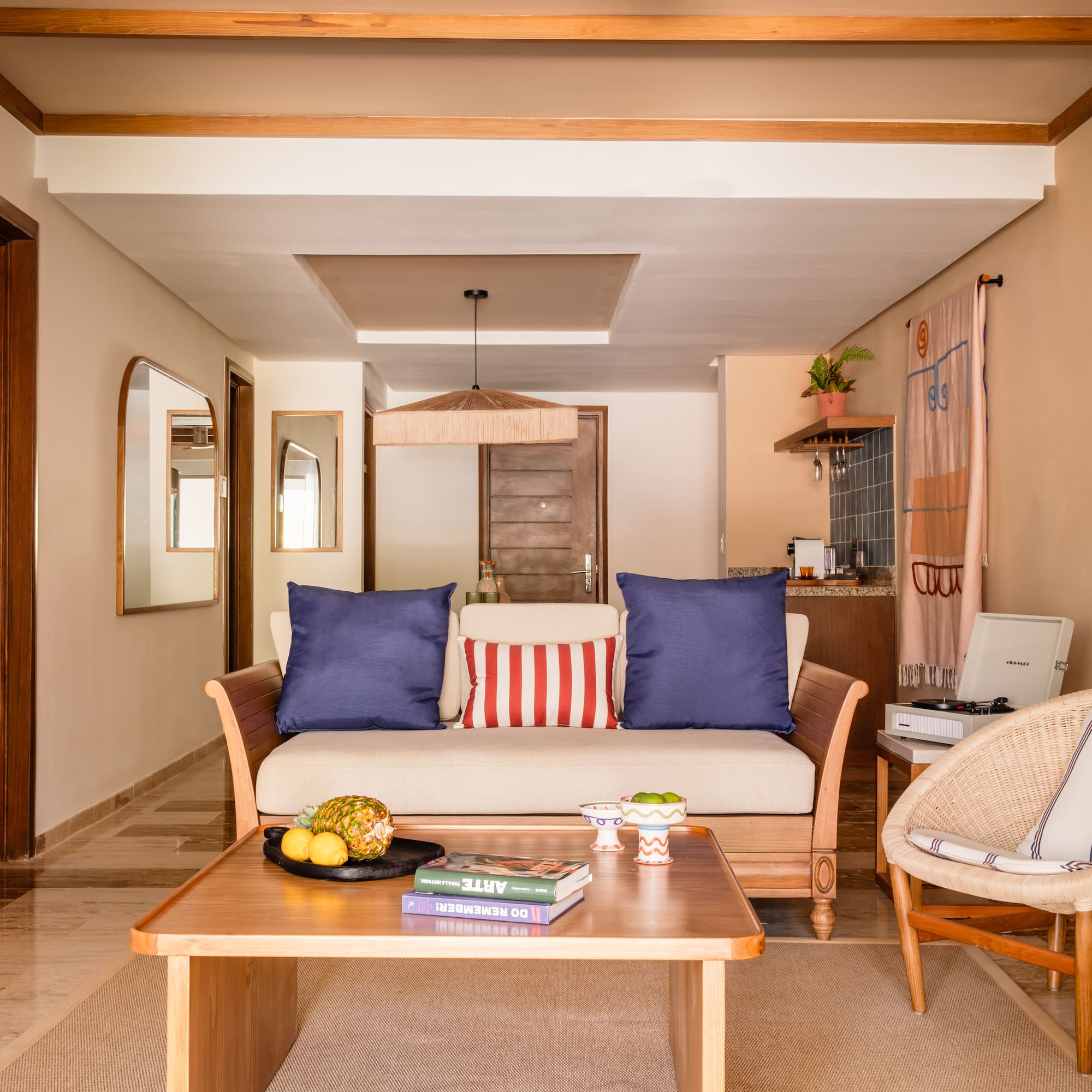 a living room with a couch and a coffee table