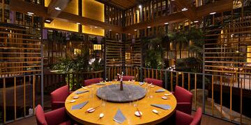 a table set up for a dinner