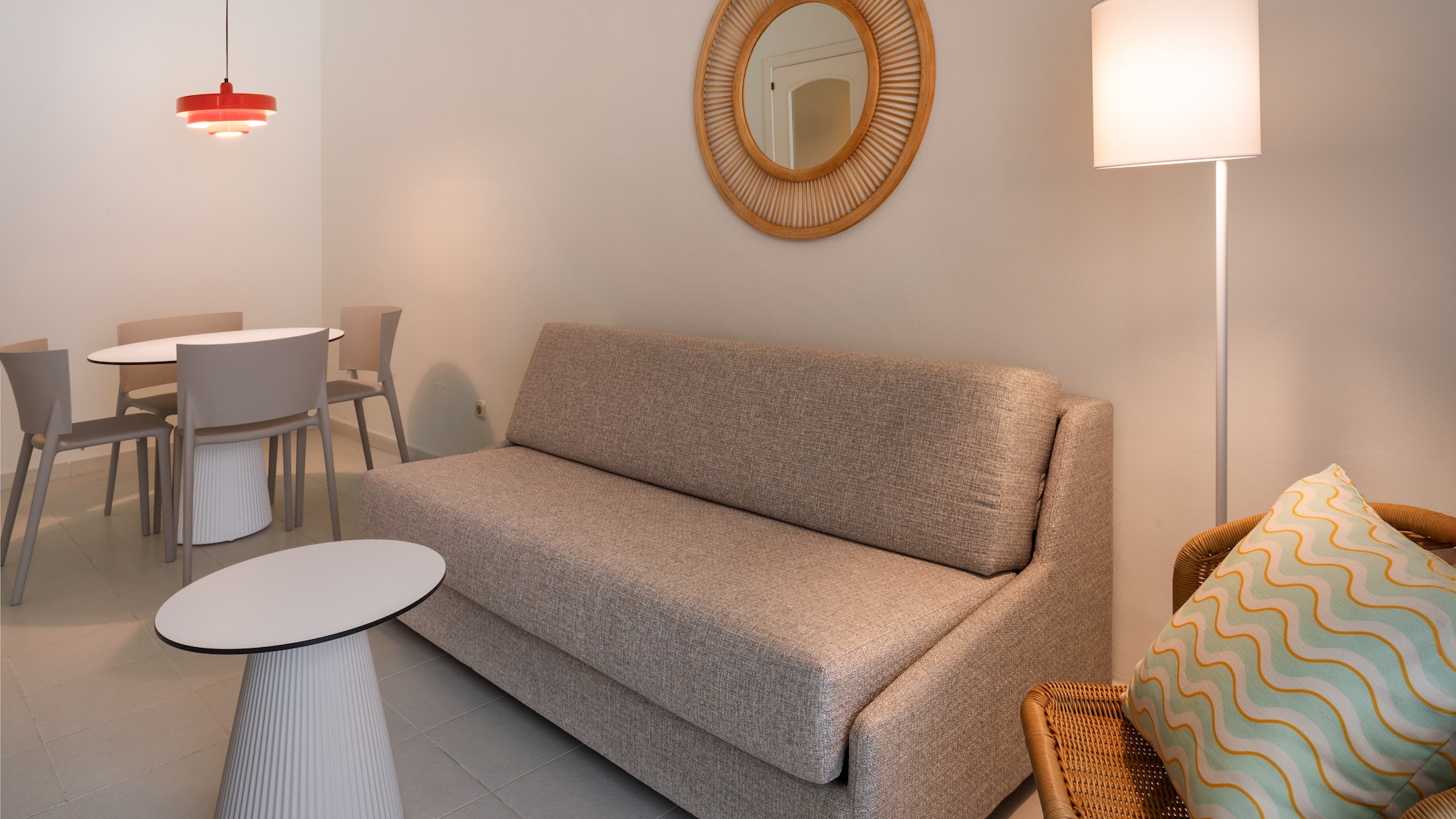 a couch and table in a room