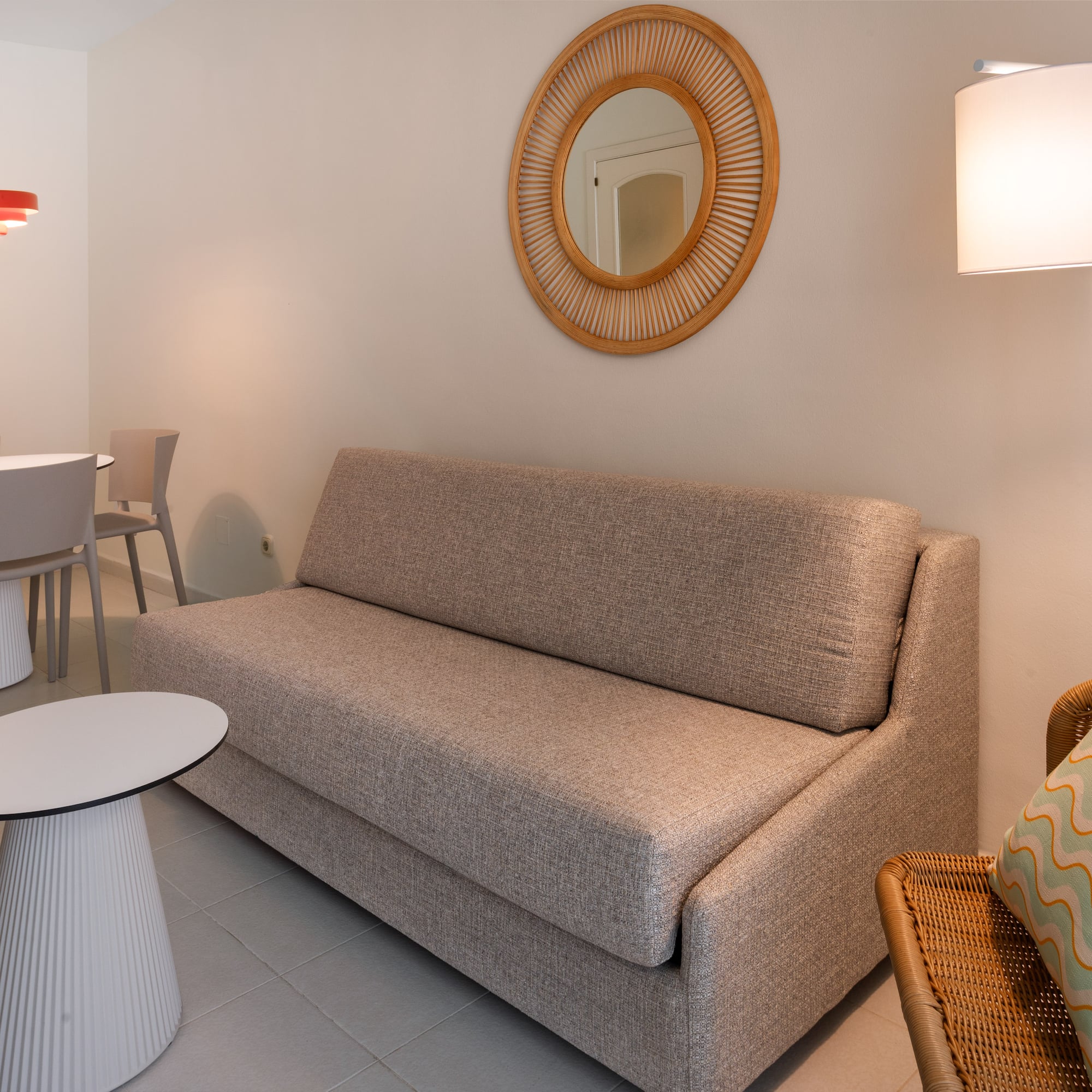 a couch and table in a room