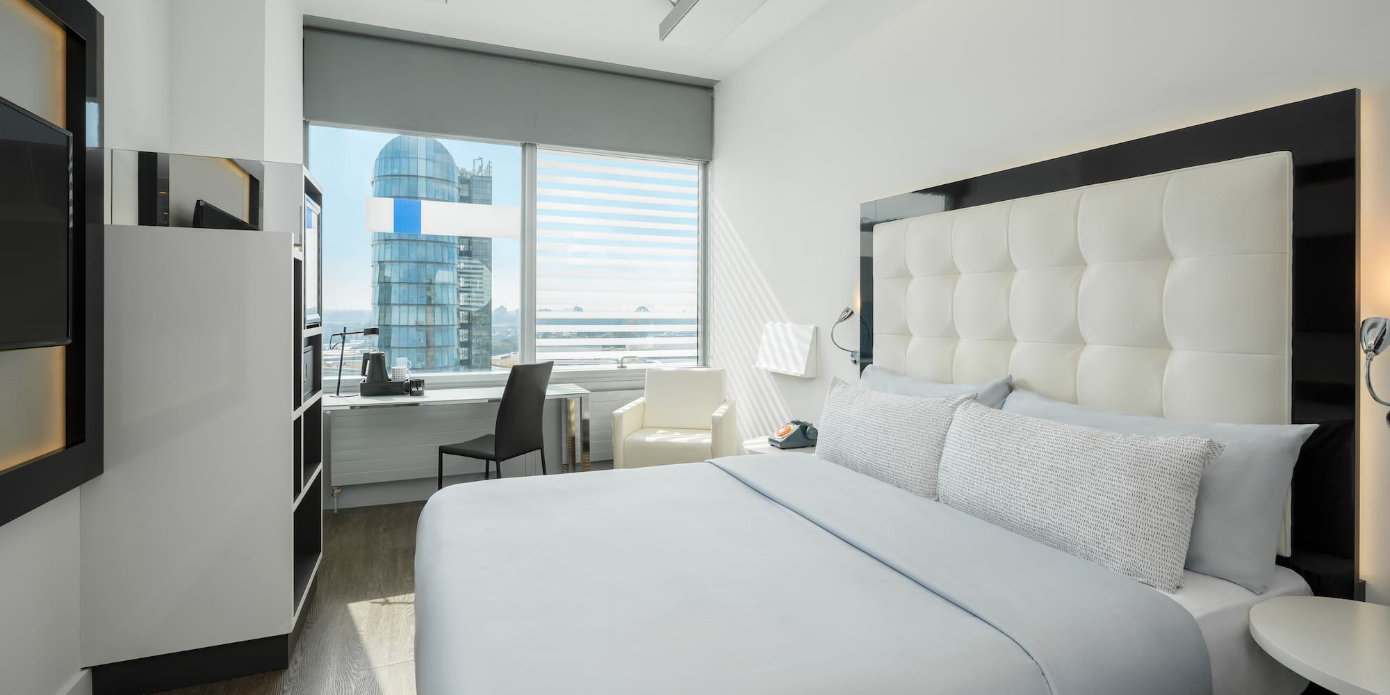 a white bed in a room