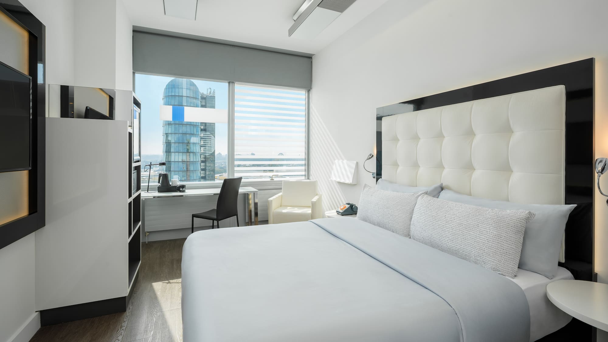 a white bed in a room