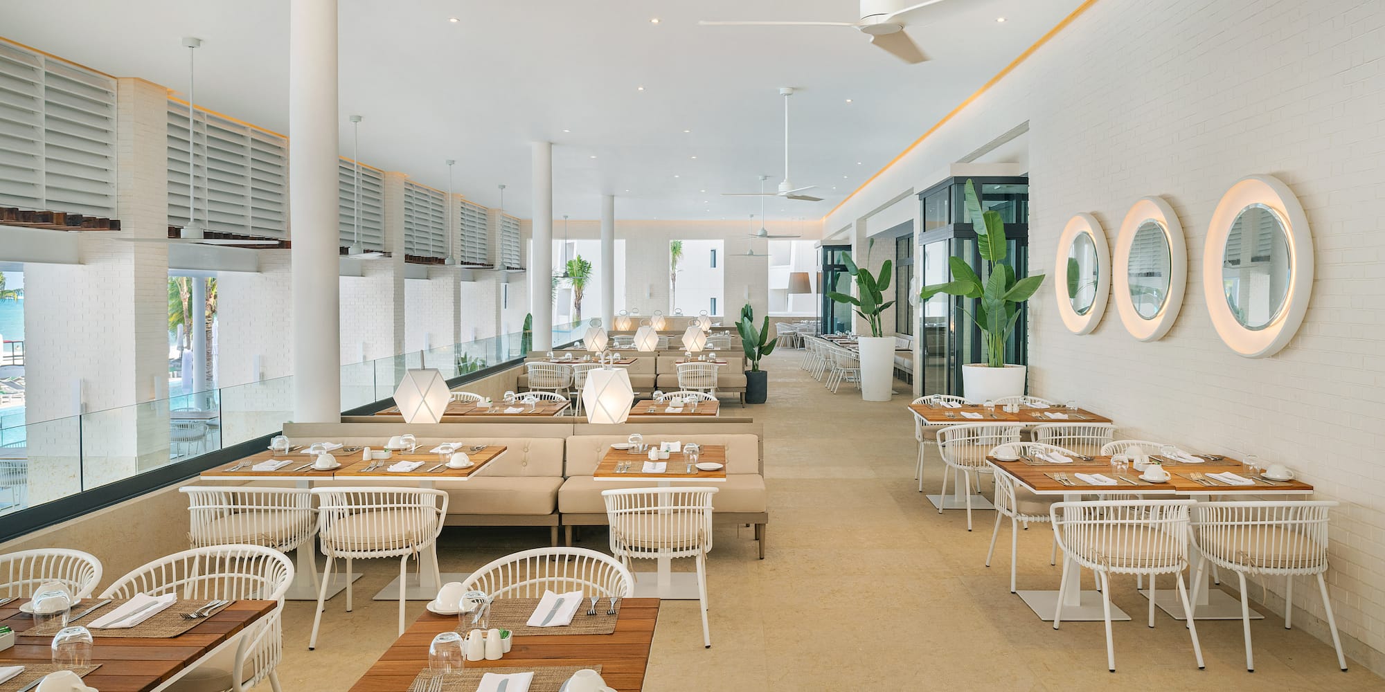 a room with tables and chairs