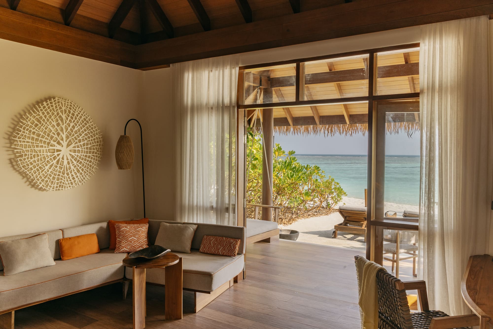 a room with a beach view