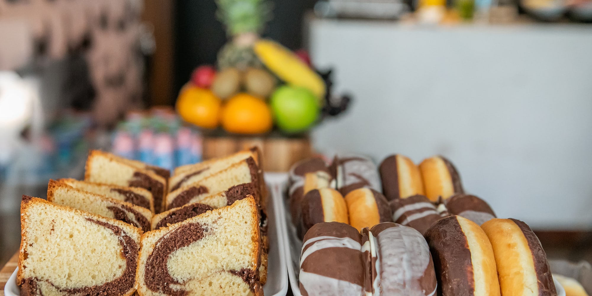a trays of pastries on a table