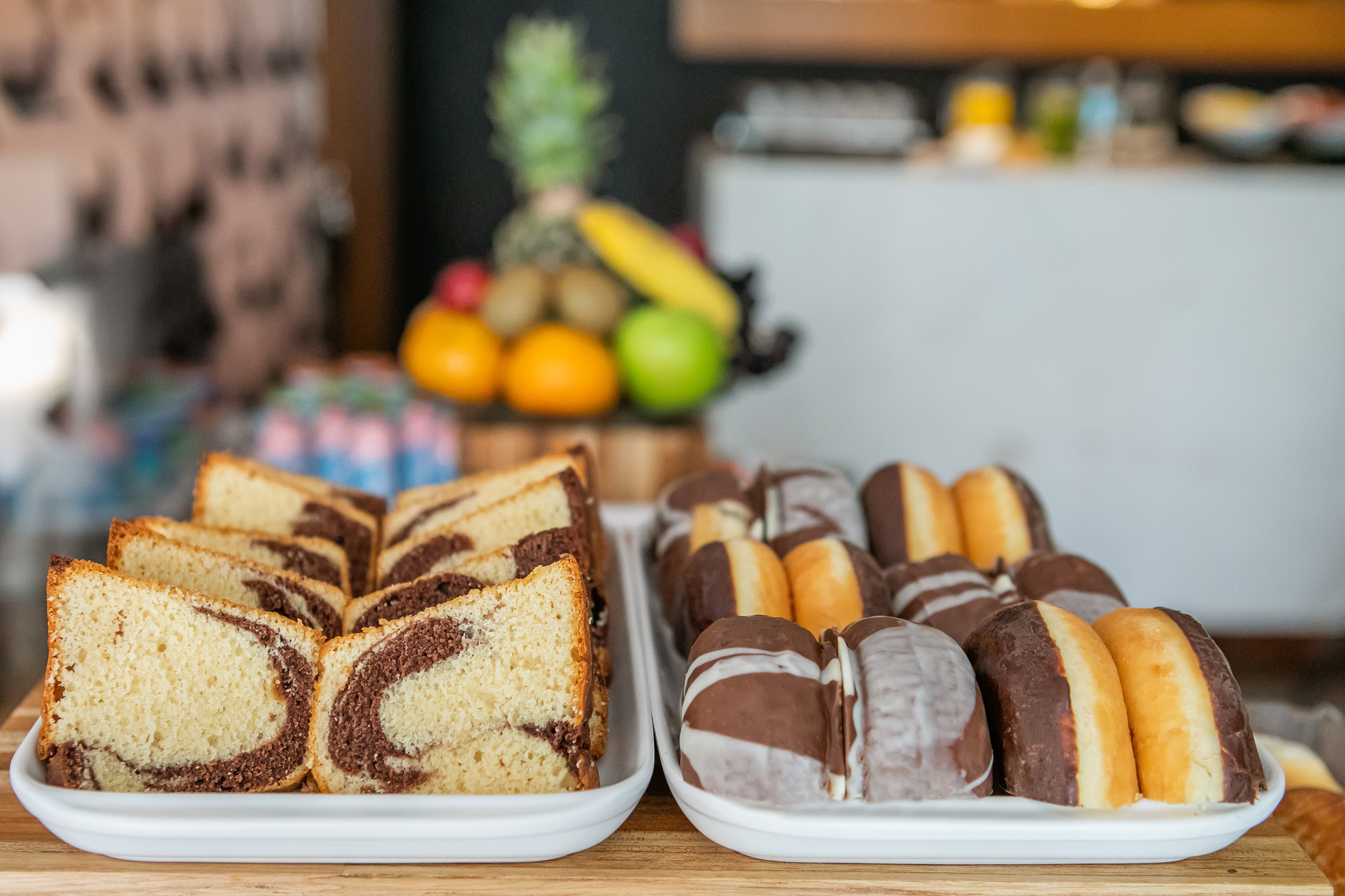 a trays of pastries on a table