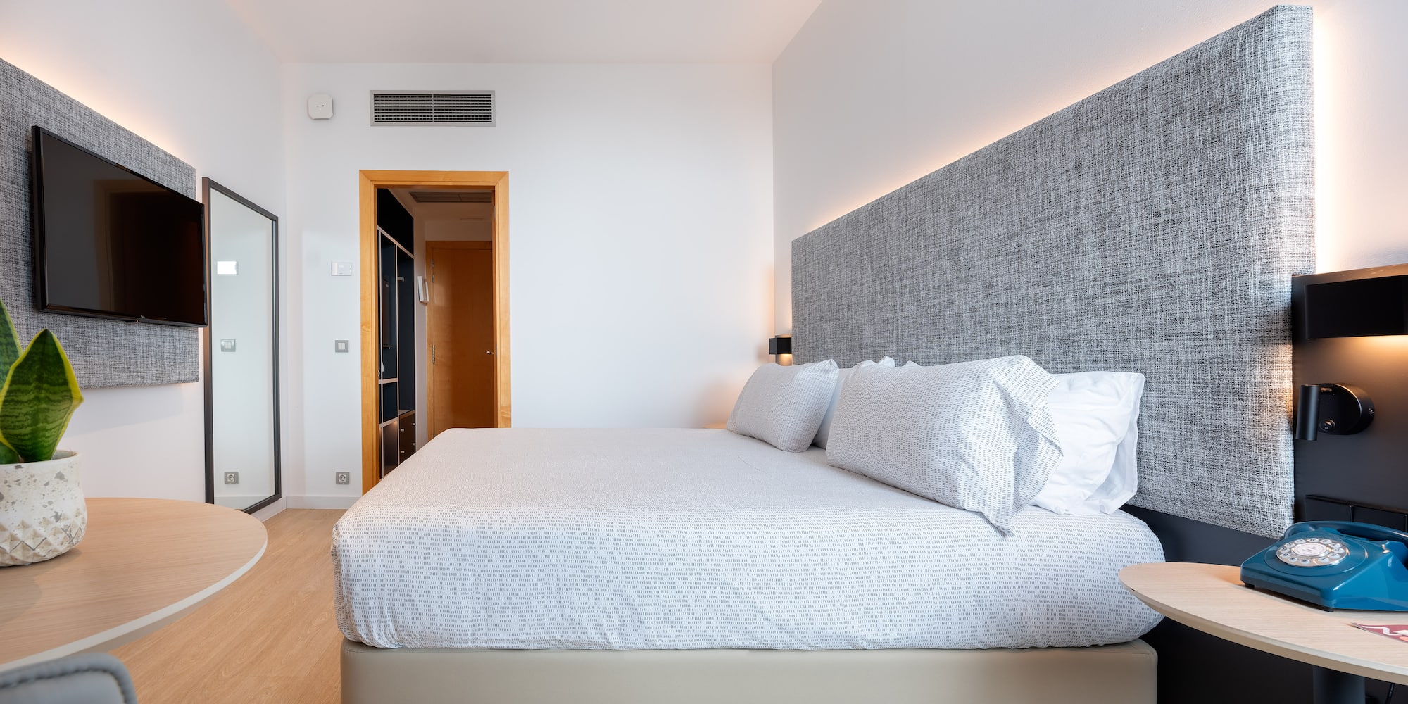 a bed in a room
