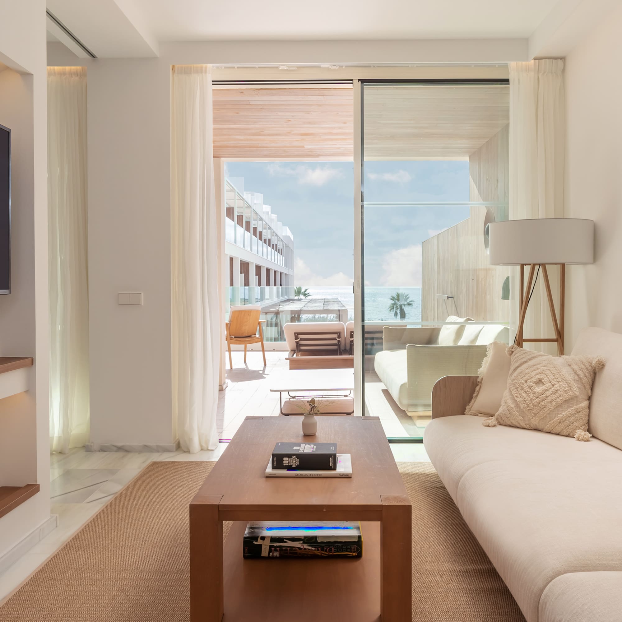 a living room with a couch and a coffee table