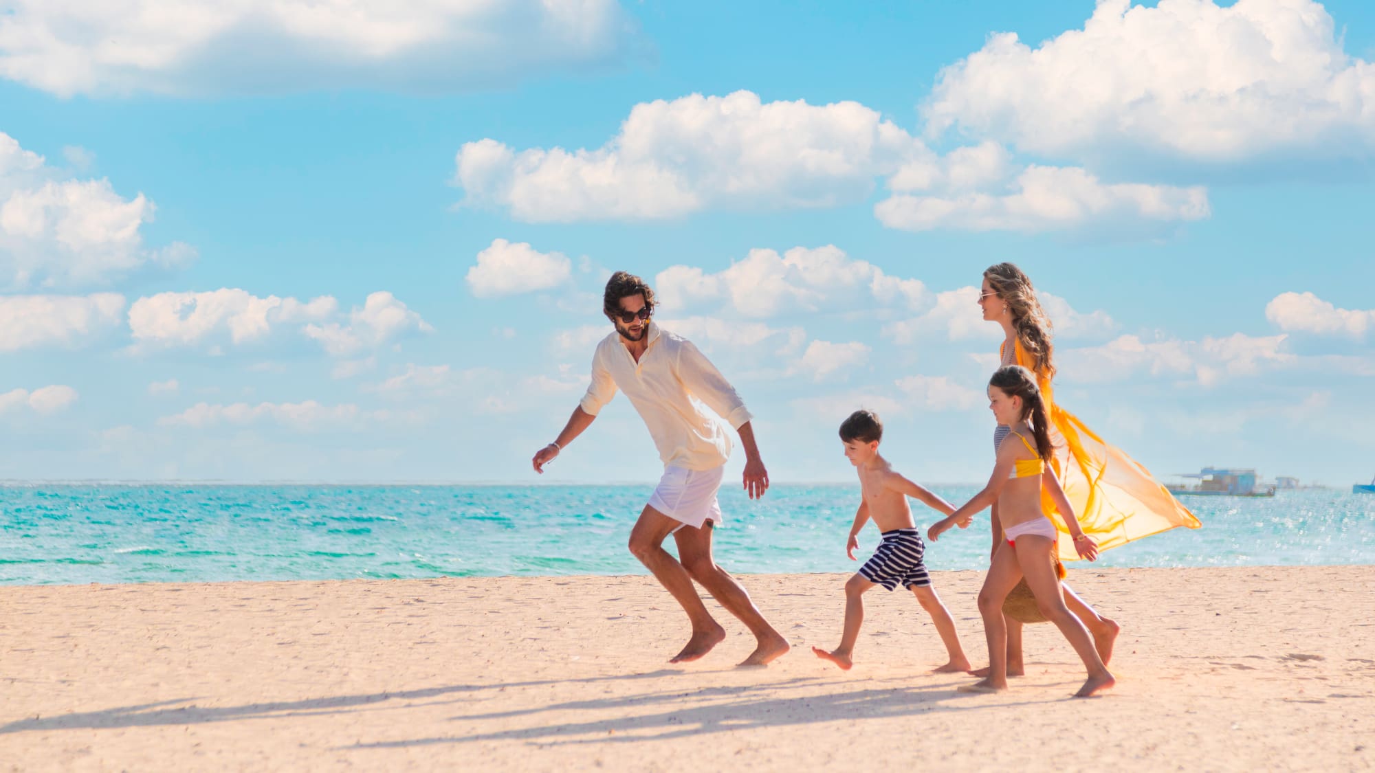a group of people on a beach