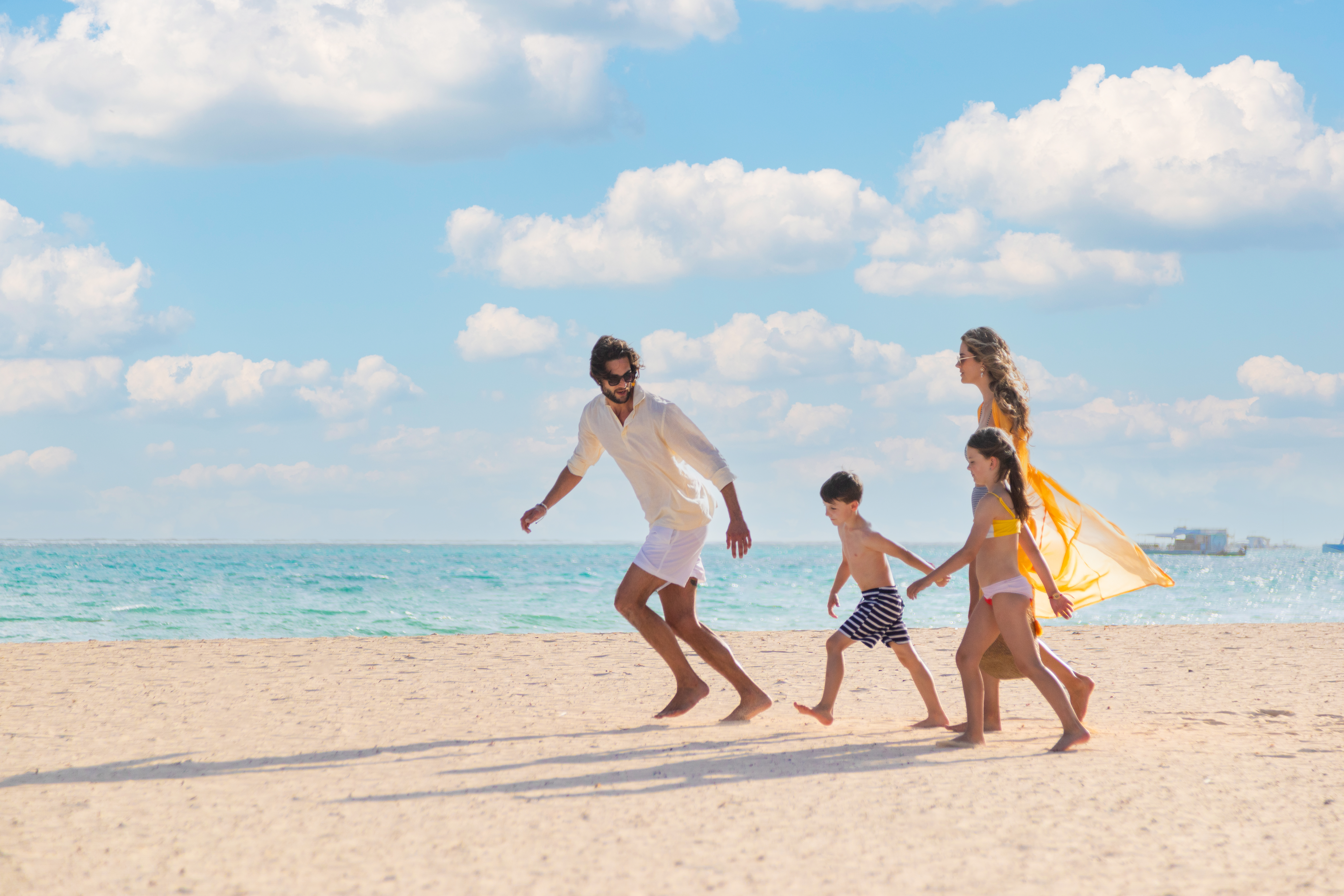 a group of people on a beach