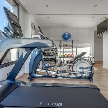 a room with exercise equipment