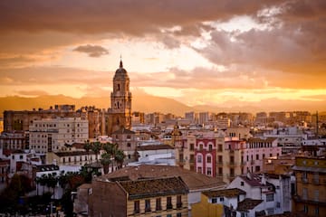 a city with a tall tower