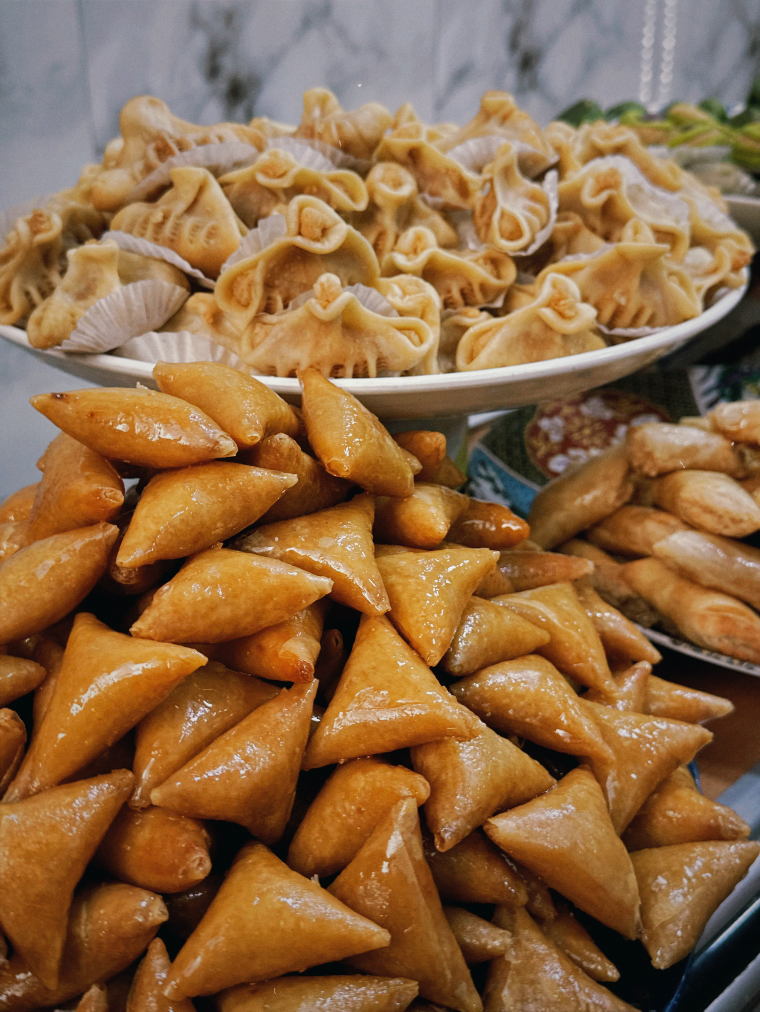 Delicious Moroccan pastries: syrupy briouats and intricate almond cookies.