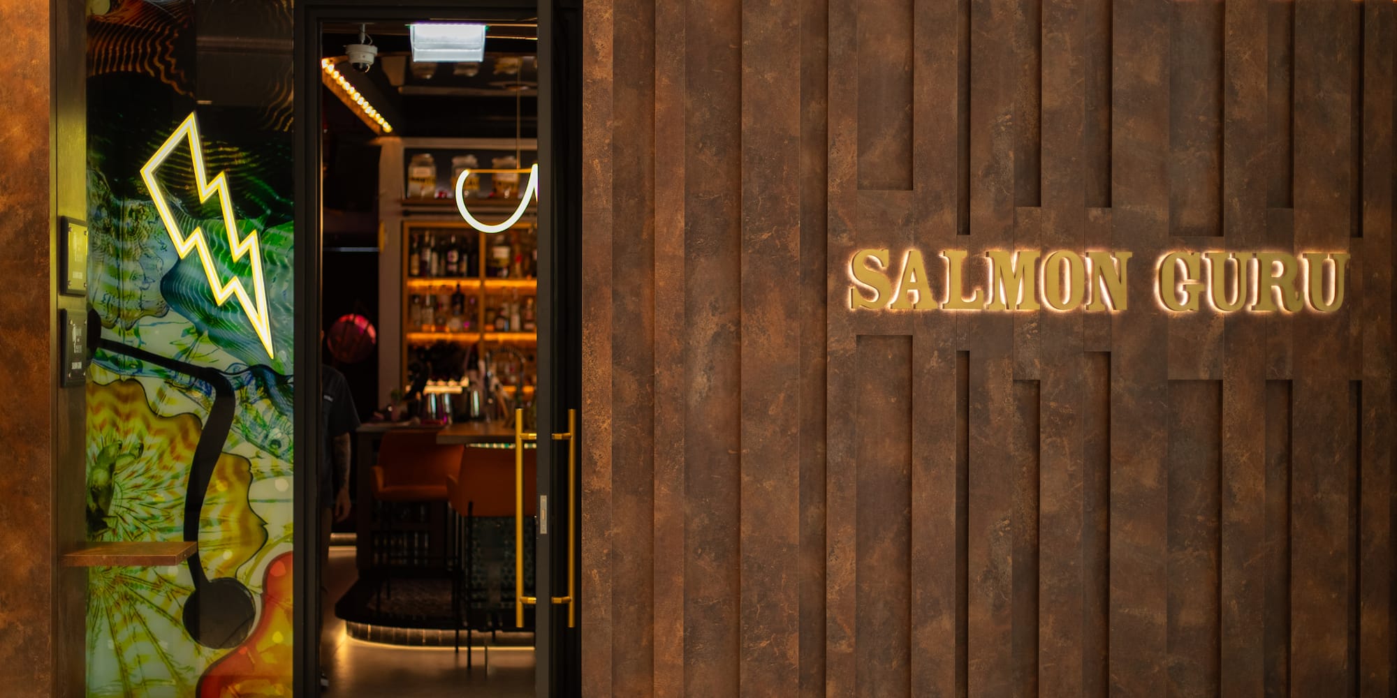 a door to a restaurant