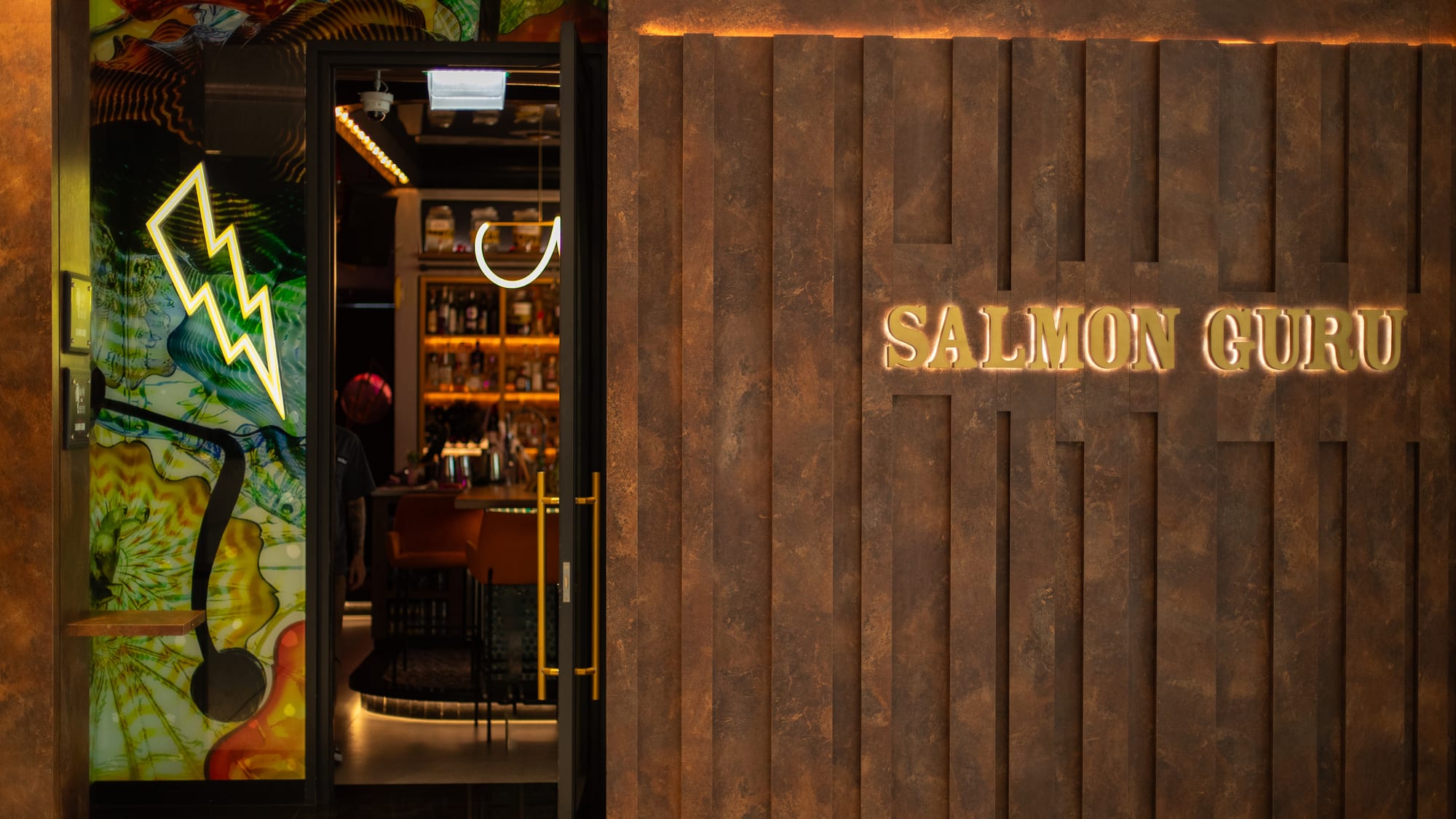 a door to a restaurant