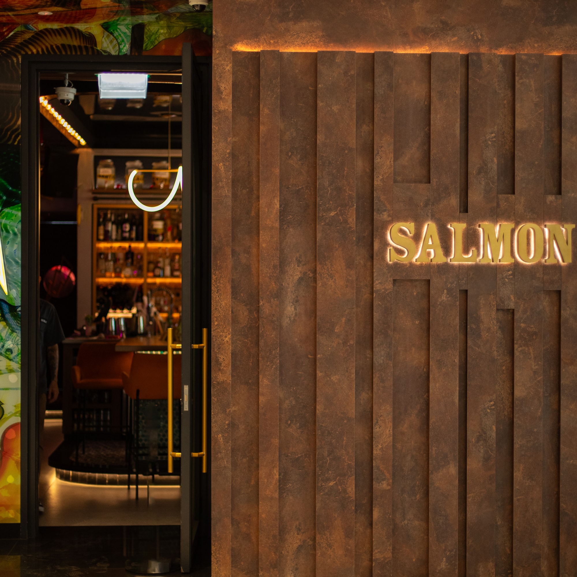 a door to a restaurant