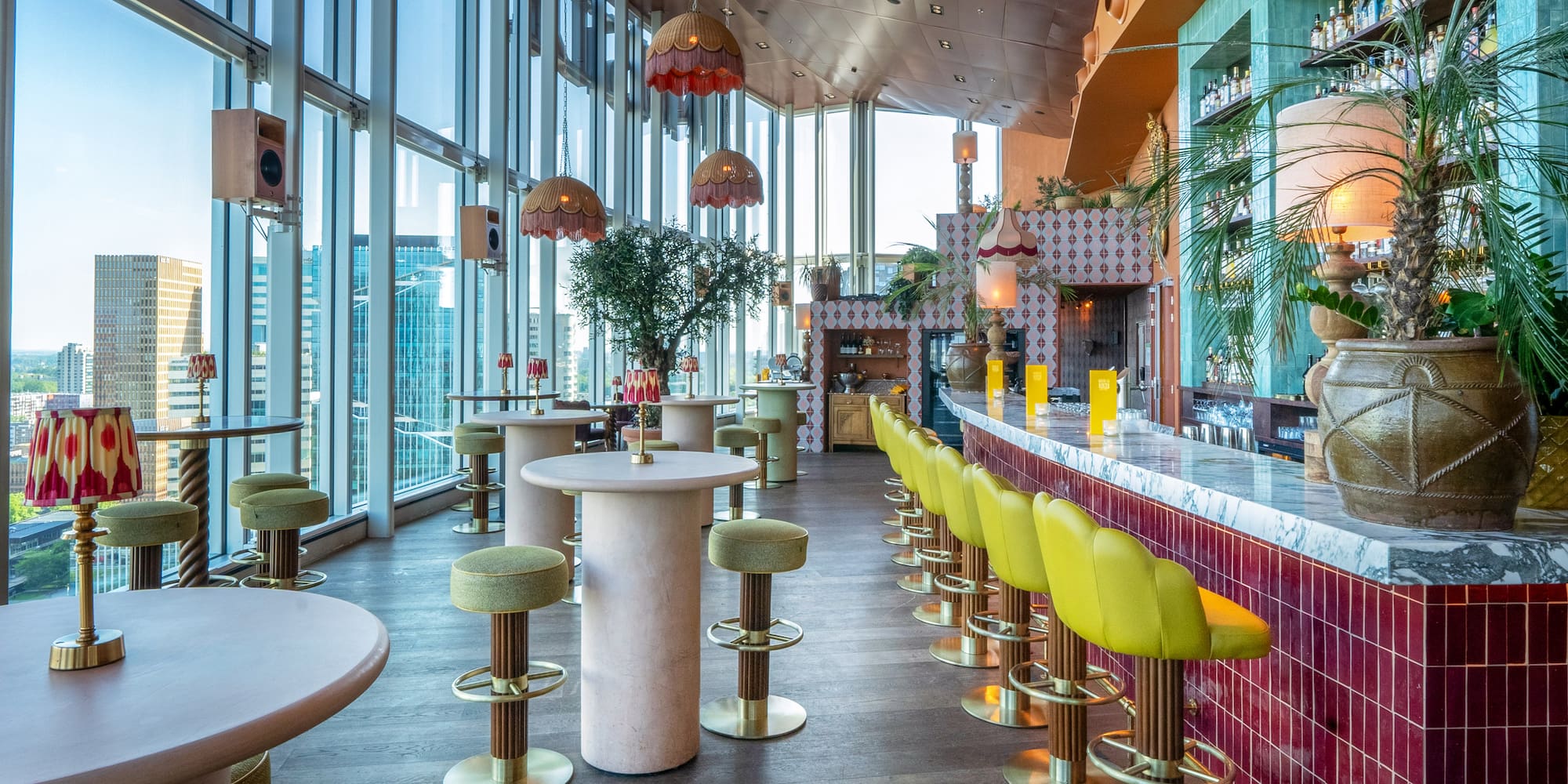 a room with tables and chairs