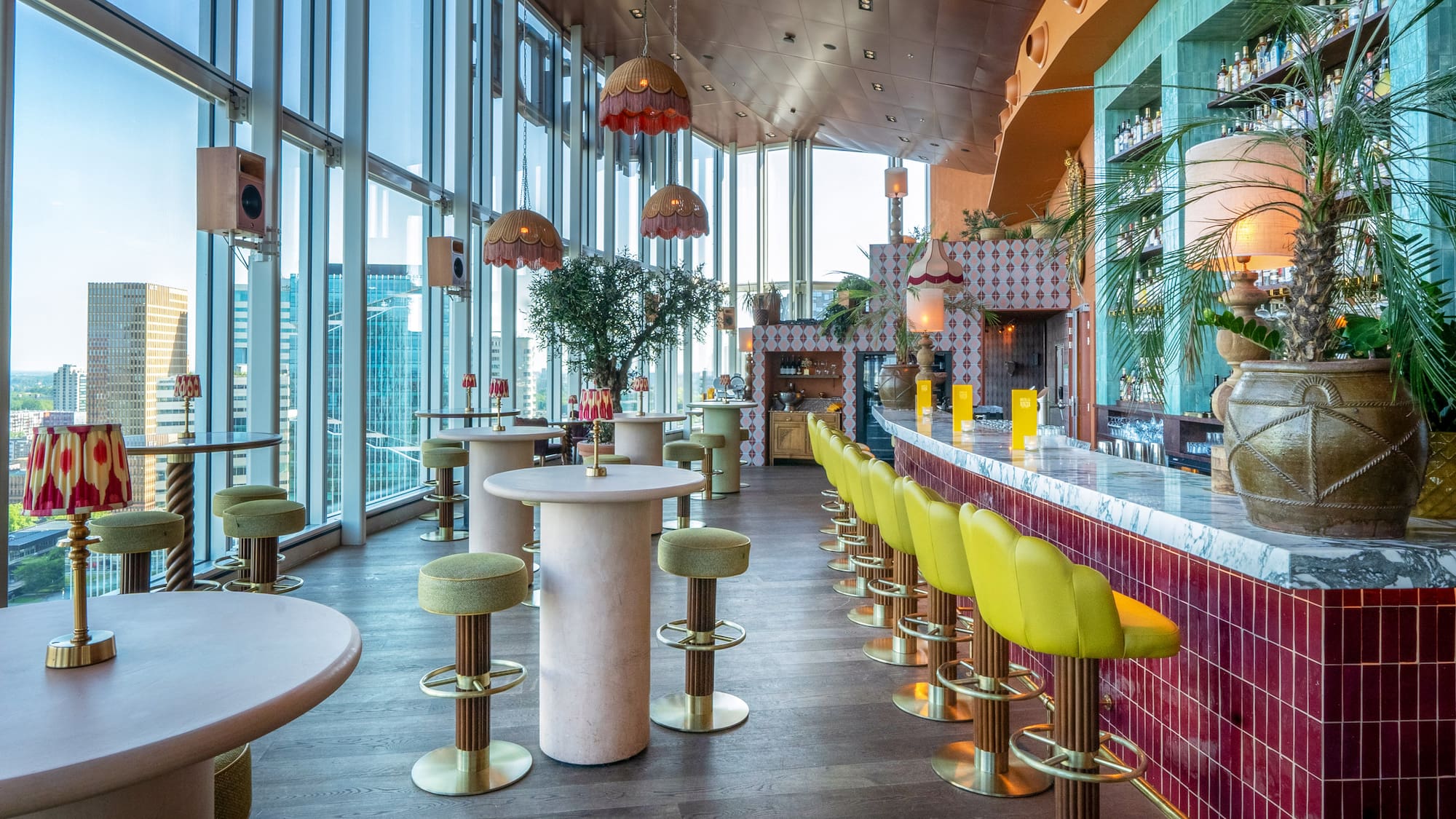 a room with tables and chairs