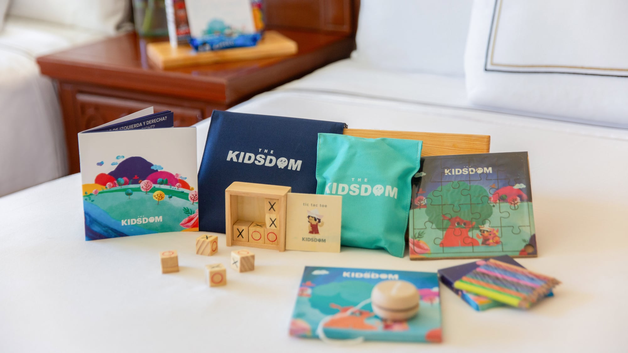 a group of books and games on a table