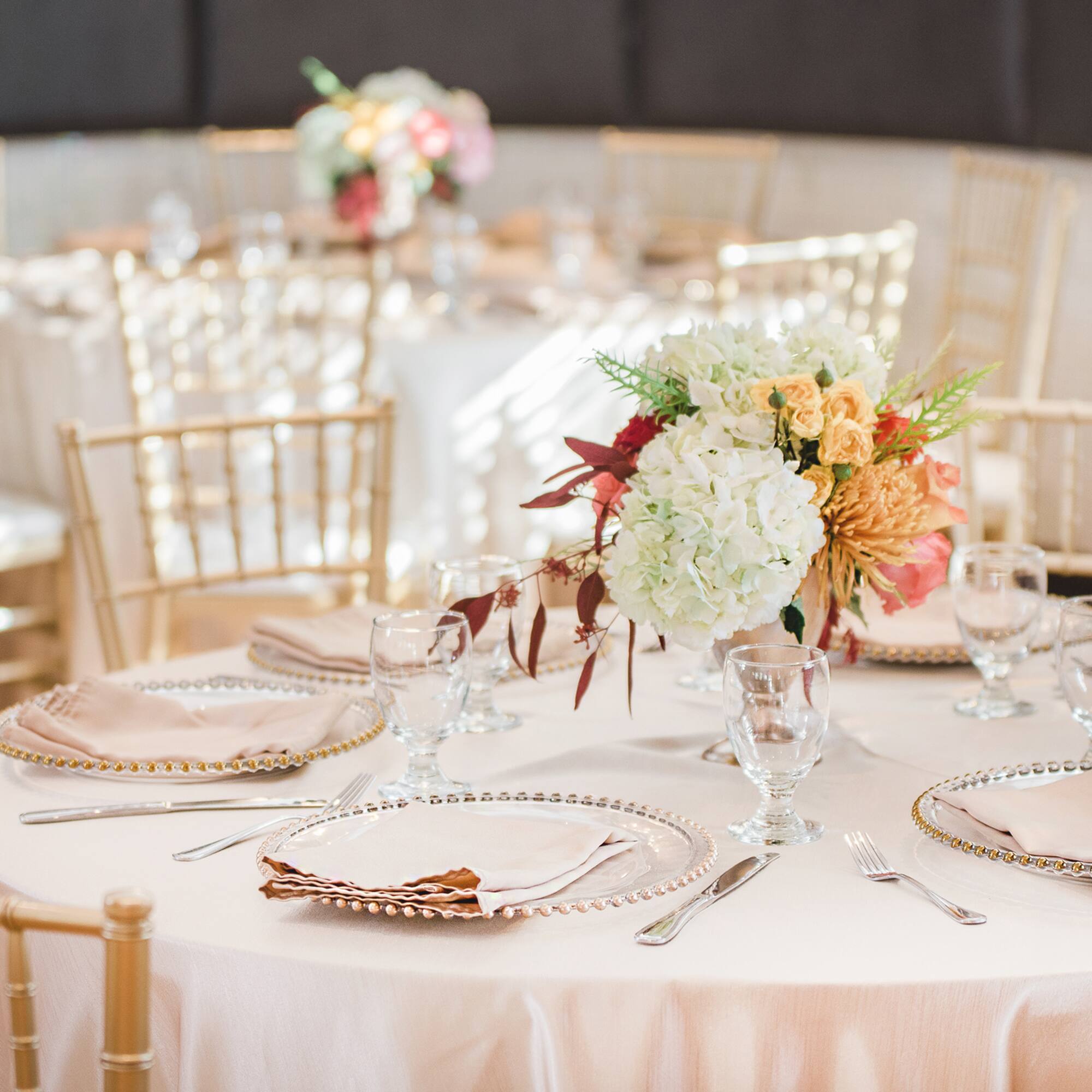 a table set for a wedding reception
