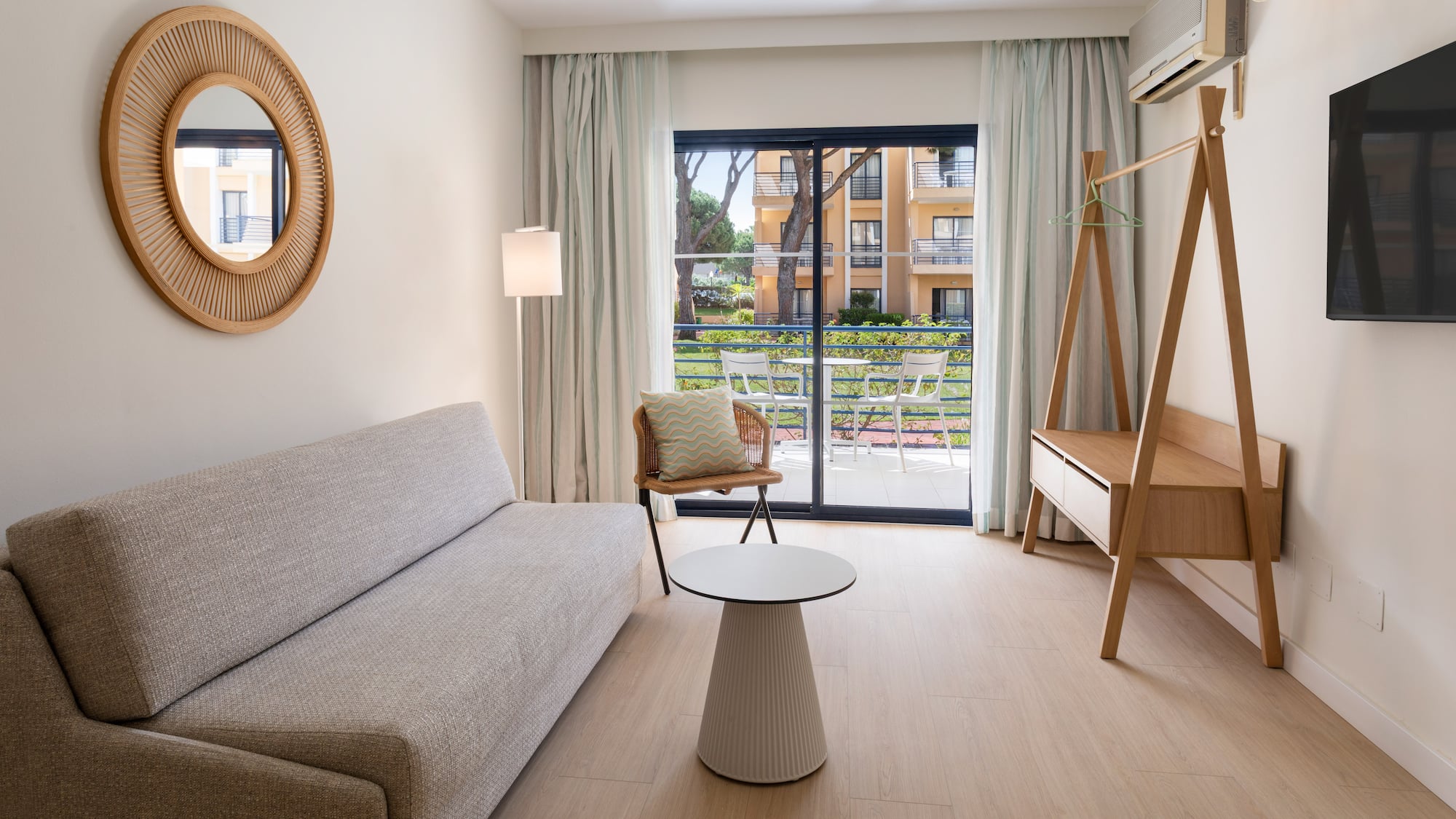 a room with a couch and a table