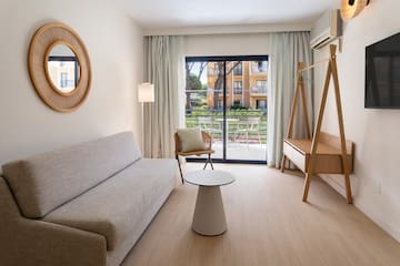 a room with a couch and a table