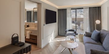 a room with a television and a couch