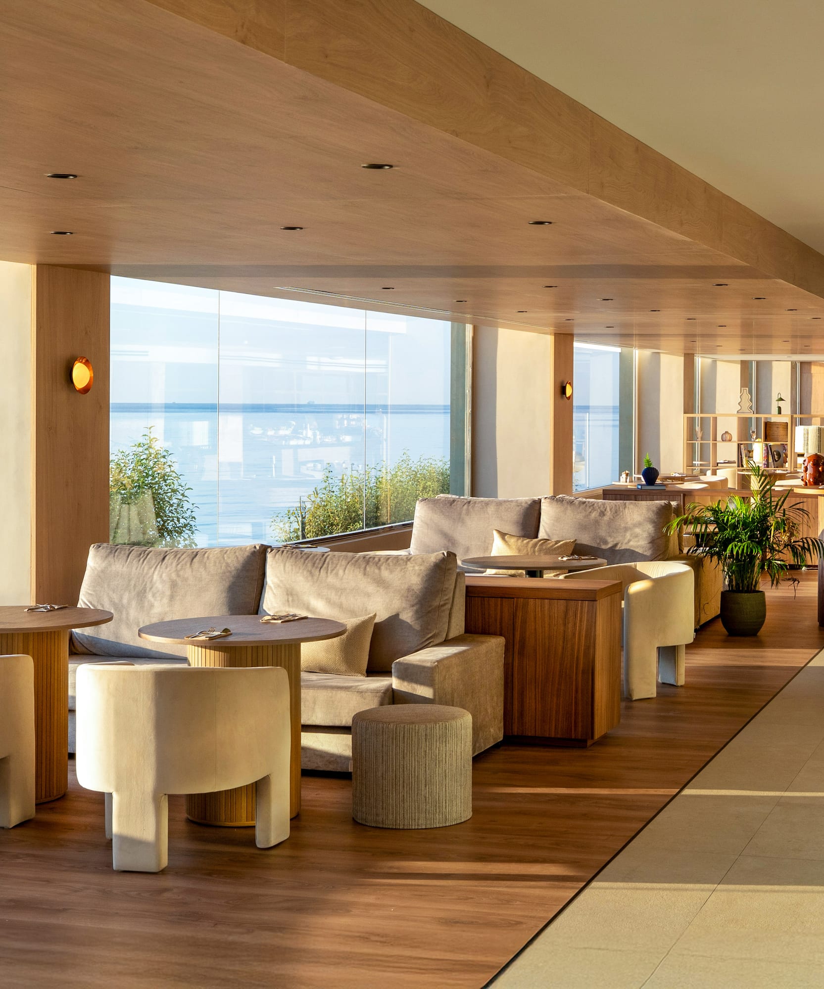 a room with tables and chairs