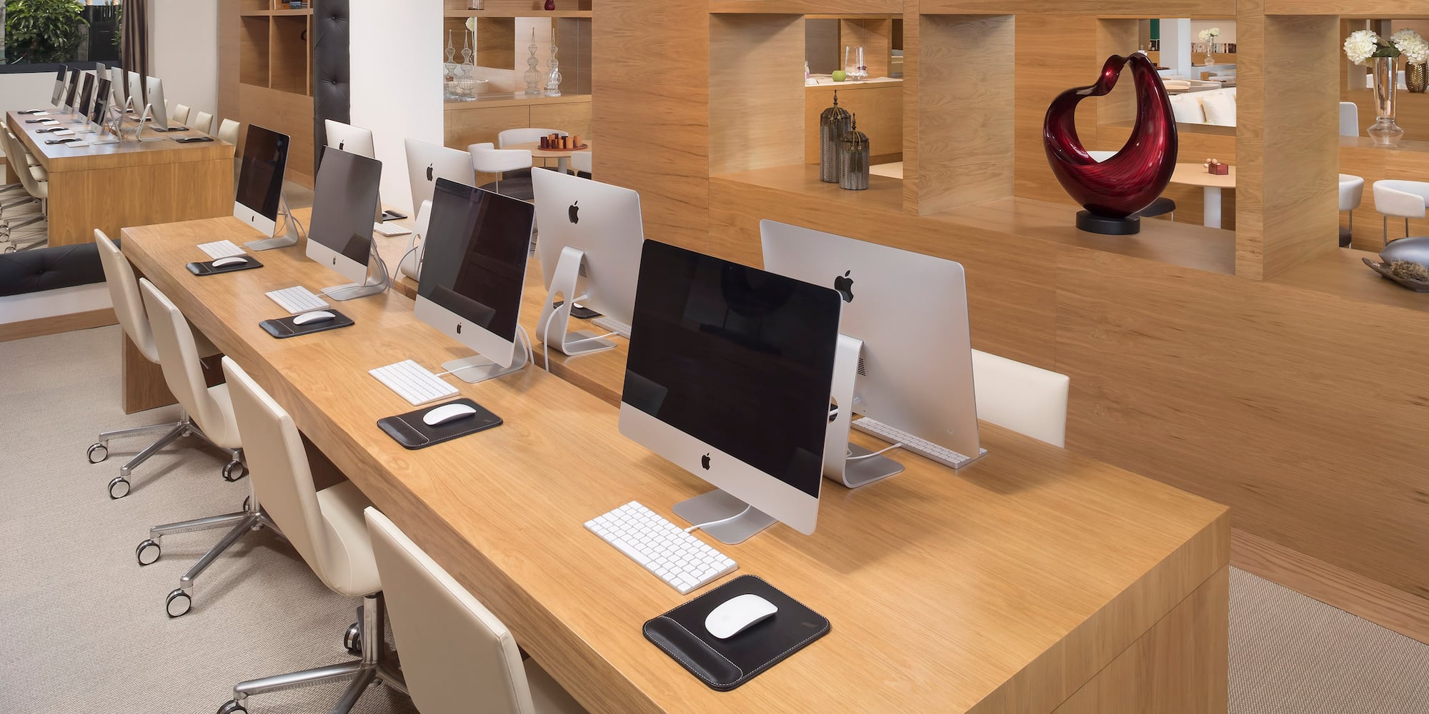 a desk with computers on it